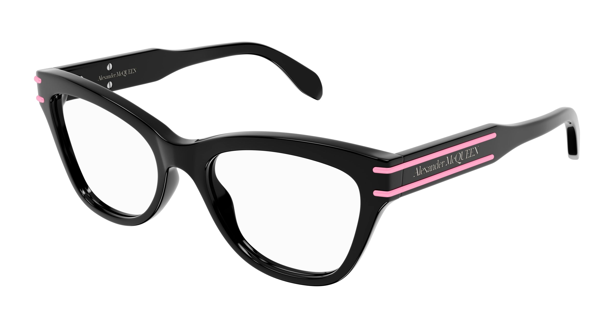 8056376455656 - Alexander McQueen Frau AM0401O 003 Rahmen von BRILLEN Acetat Schwarz  Katzenauge