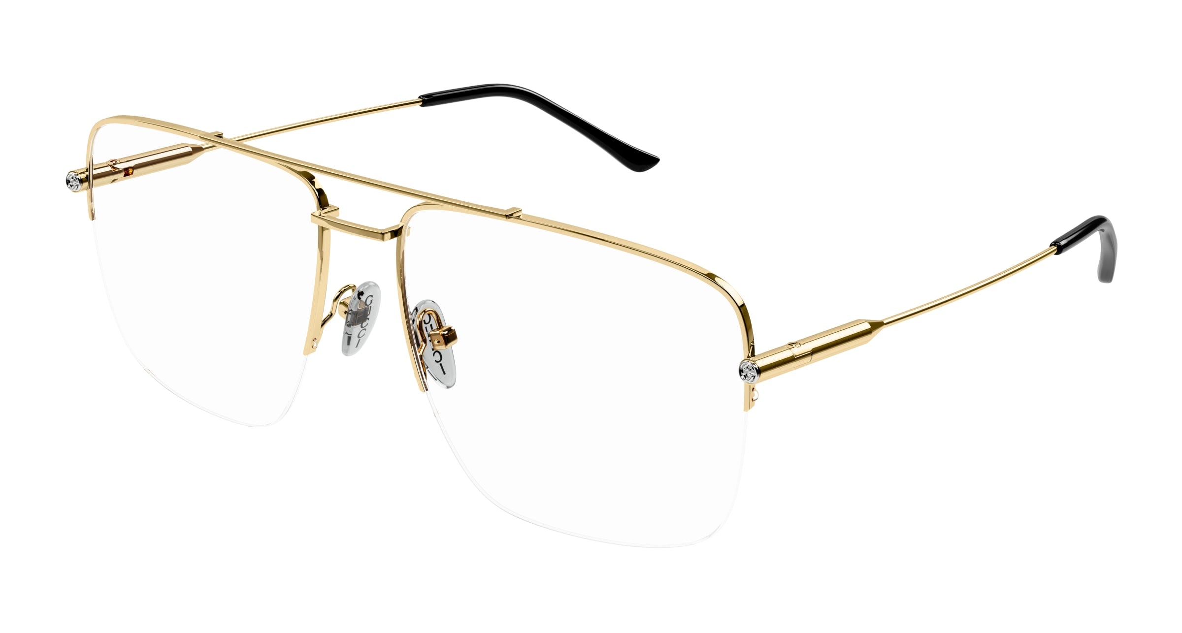 8056376461527 - Damen GG1415O 001 Rahmen von BRILLEN Metall Gold Transparent Pilot