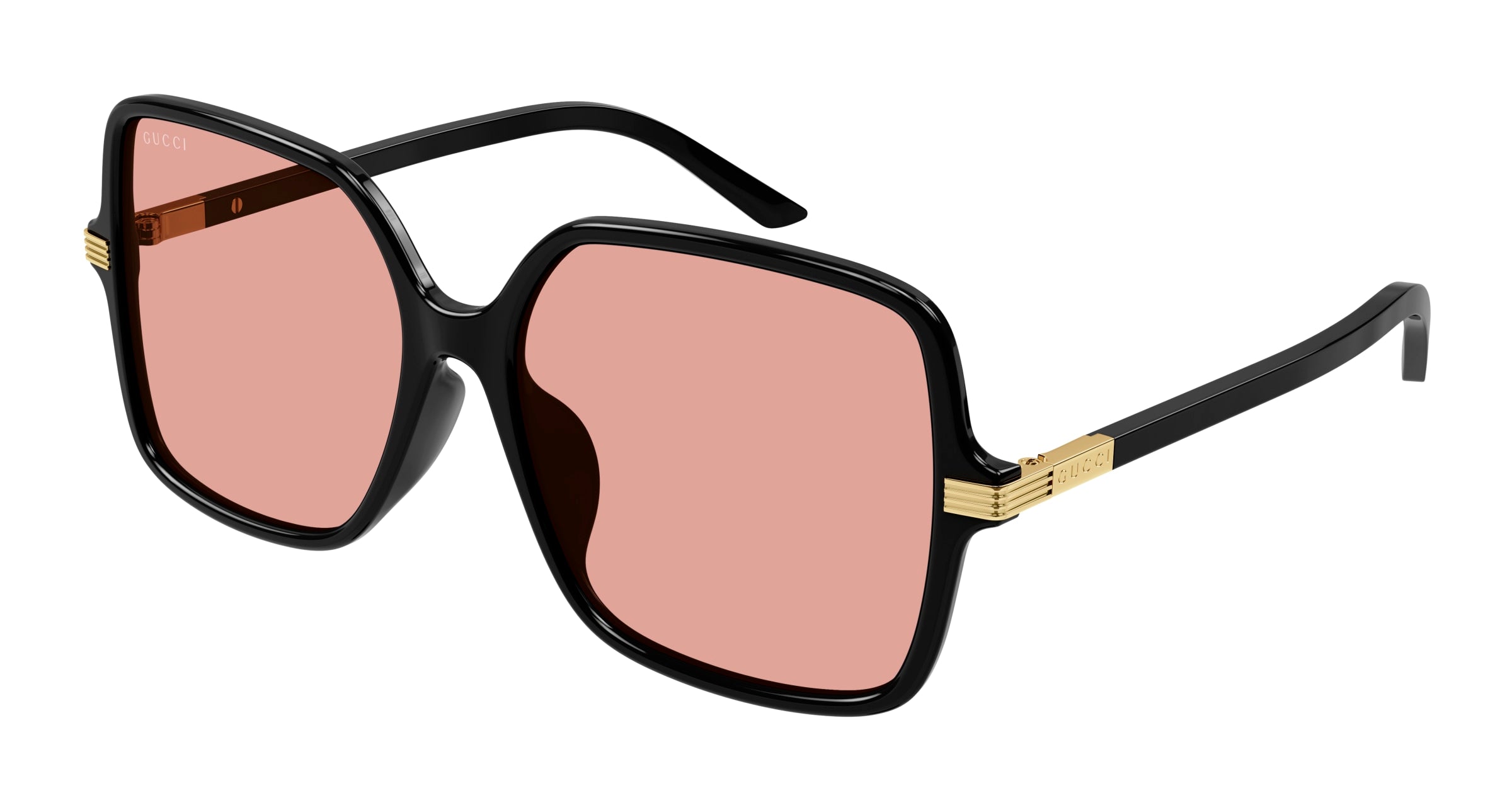 8056376462081 - Damen GG1448SA 003 Gläser SONNENBRILLEN Acetat Schwarz Rosa Quadratisch Normal