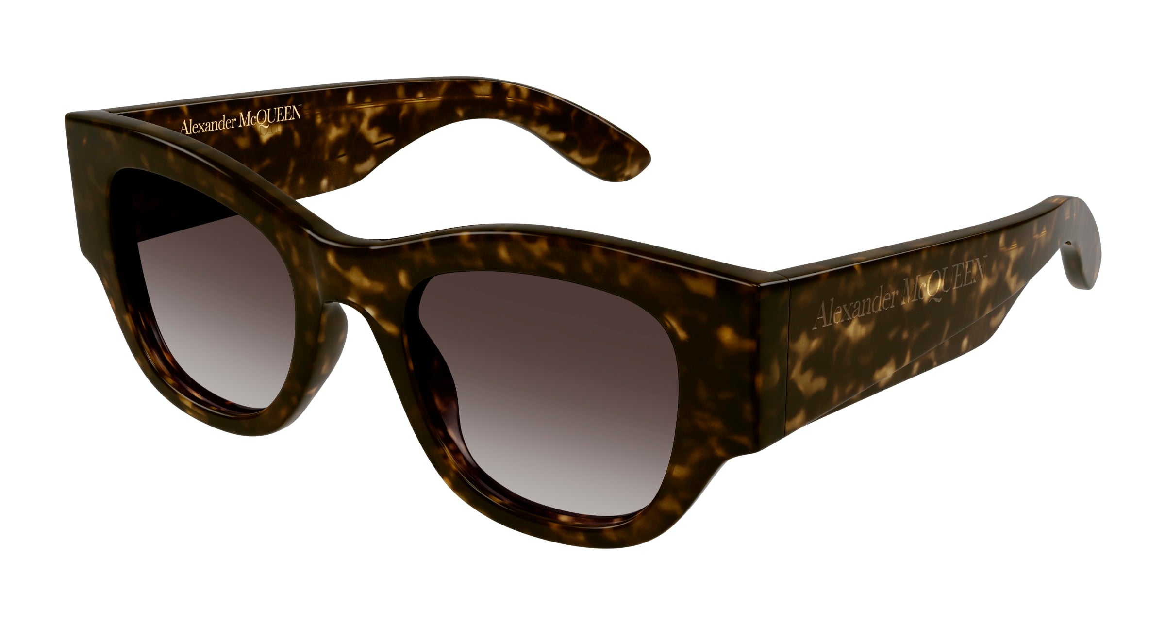 8056376469783 - Alexander McQueen Frau AM0420S 002 Gläser SONNENBRILLEN Acetat Havanna Braun Katzenauge  Schattiert