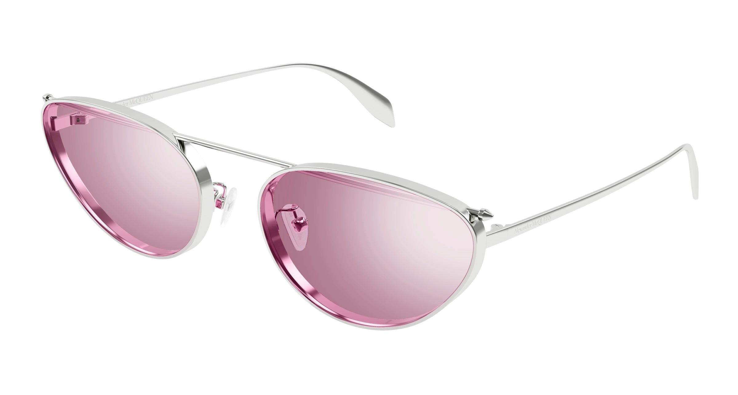 8056376470093 - Alexander McQueen Frau AM0424S 003 Gläser SONNENBRILLEN Metall Silber Rose Katzenauge Gespiegelt Blitz 8056376470093 - Alexander McQueen Frau AM0424S 003 Gläser SONNENBRILLEN Metall Silber Rose Katzenauge Gespiegelt Blitz