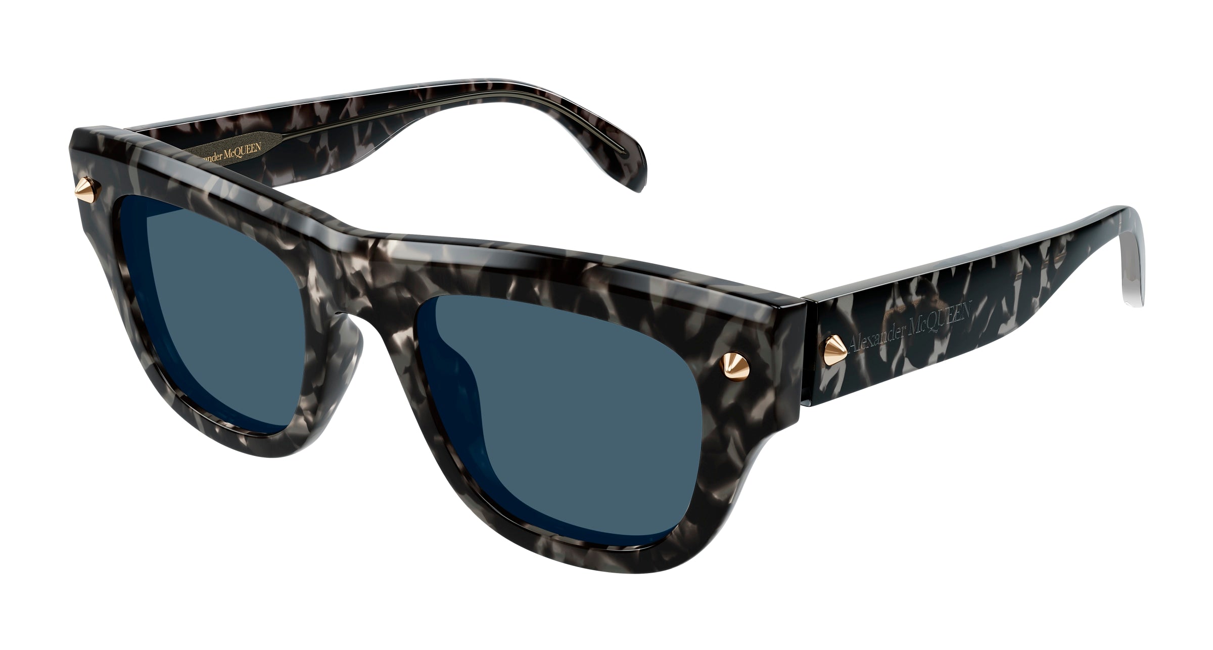 8056376470147 - Alexander McQueen Herren AM0425S 003 Gläser SONNENBRILLEN Acetat Havanna Blau Quadratisch