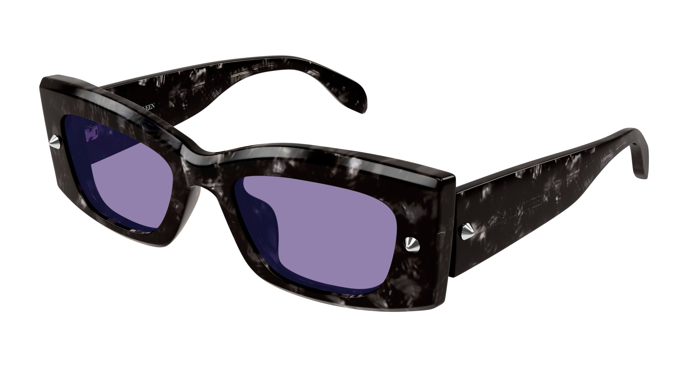 8056376470192 - Alexander McQueen Unisex AM0426S 003 Gläser SONNENBRILLEN Acetat Havanna Violett Quadratisch