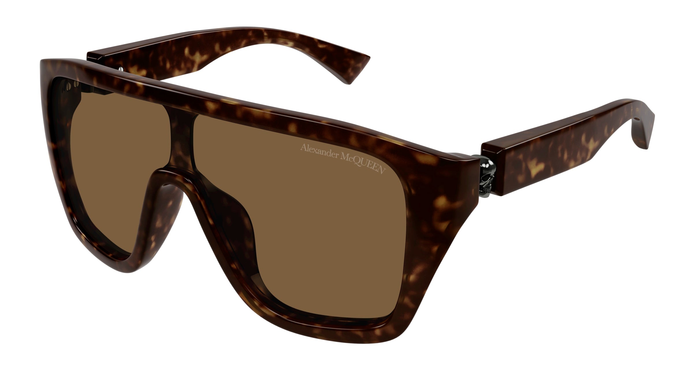 8056376470437 - Alexander McQueen Herren AM0430S 005 Gläser SONNENBRILLEN Acetat Havanna Braun Maske