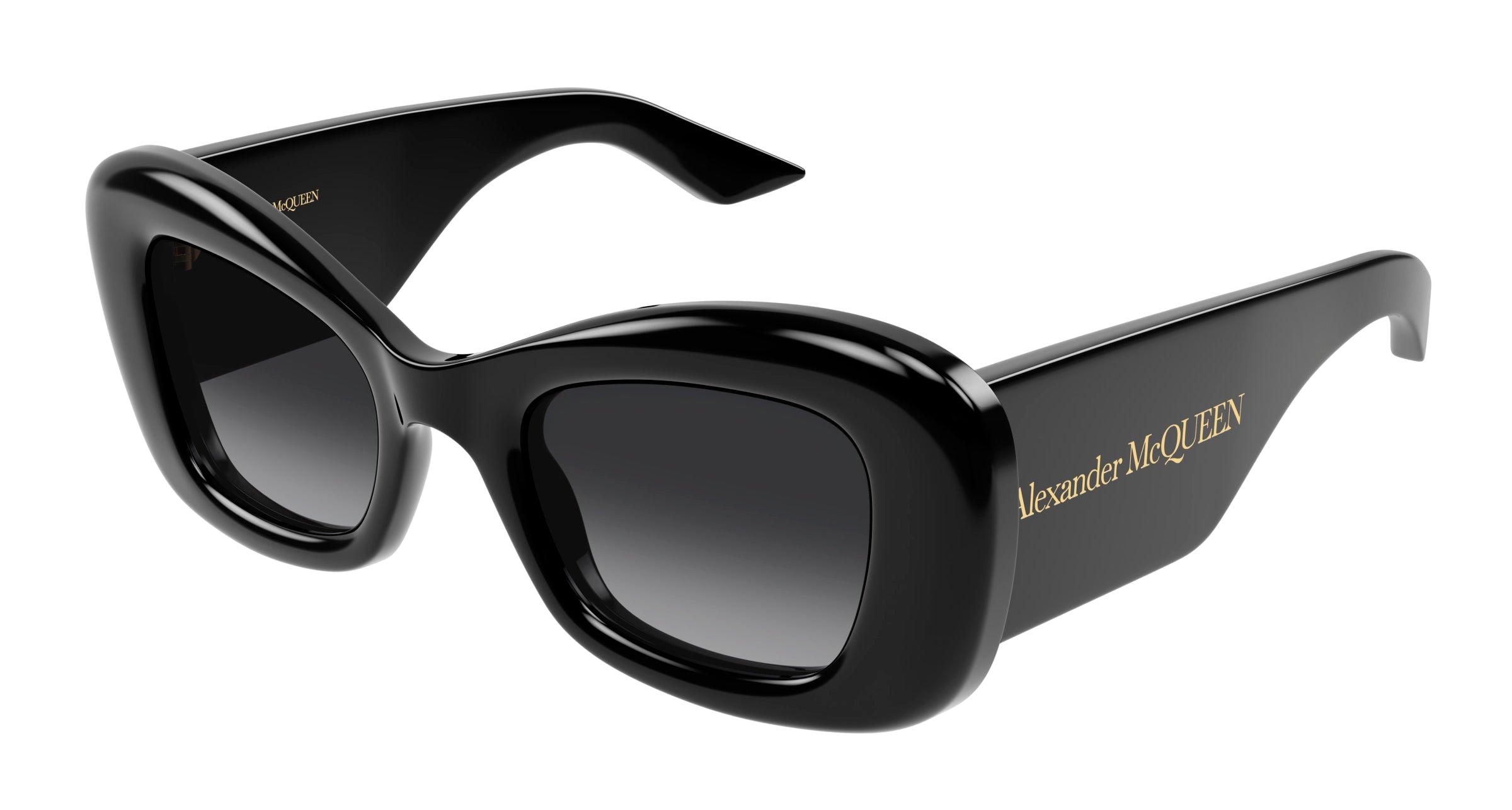 8056376470581 - Alexander McQueen Frau AM0434S 001 Gläser SONNENBRILLEN Acetat Schwarz Grau Katzenauge  Schattiert