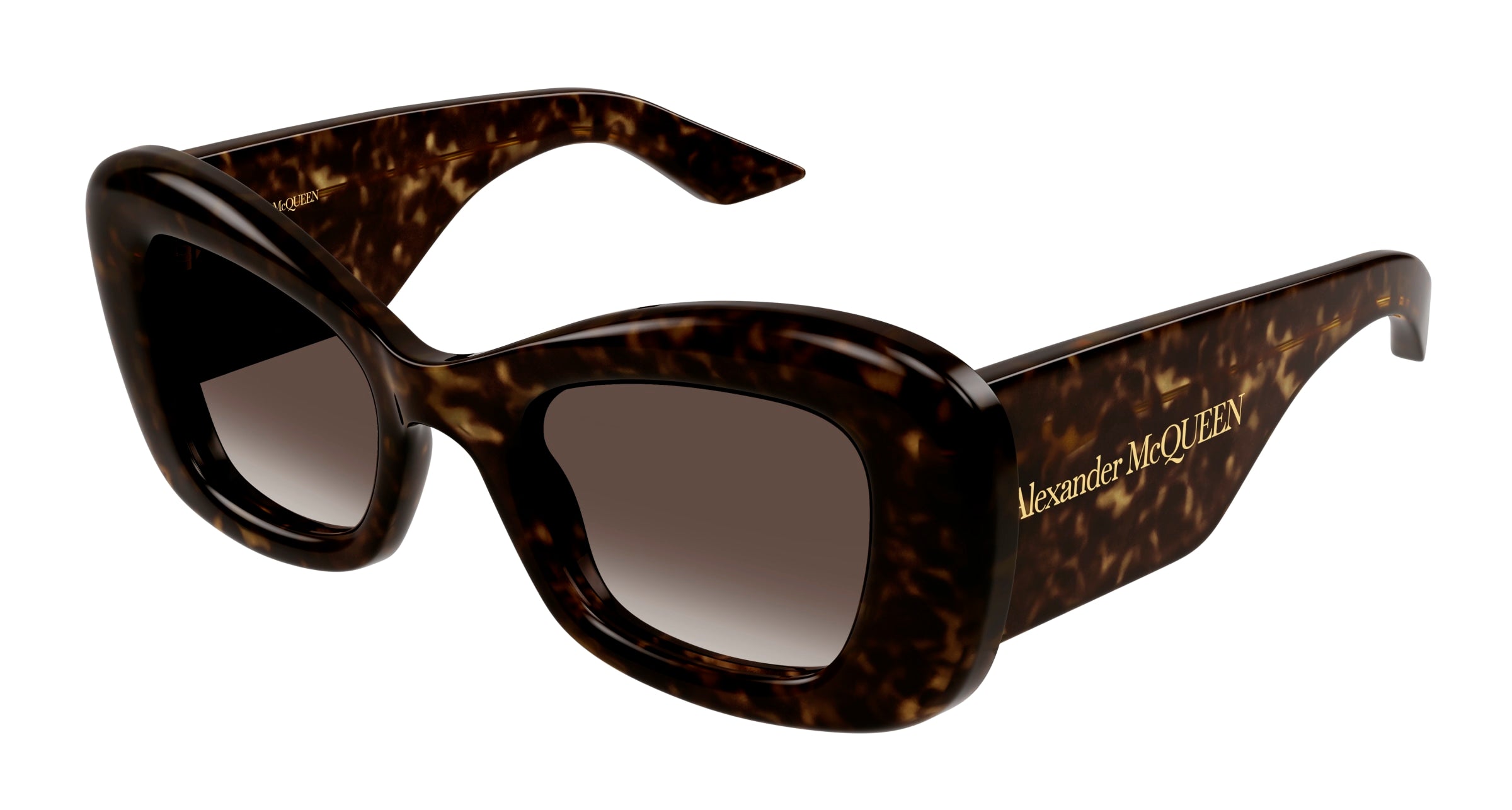 8056376470598 - Alexander McQueen Frau AM0434S 002 Gläser SONNENBRILLEN Acetat Havanna Braun Katzenauge  Schattiert