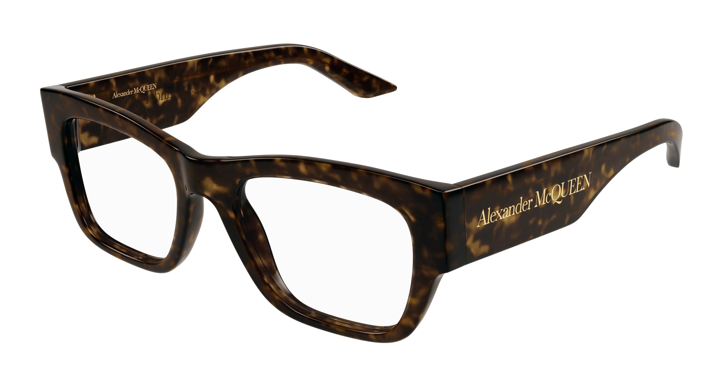 8056376470673 - Alexander McQueen Damen AM0436O 002 Rahmen von BRILLEN Acetat Havanna  Quadratisch