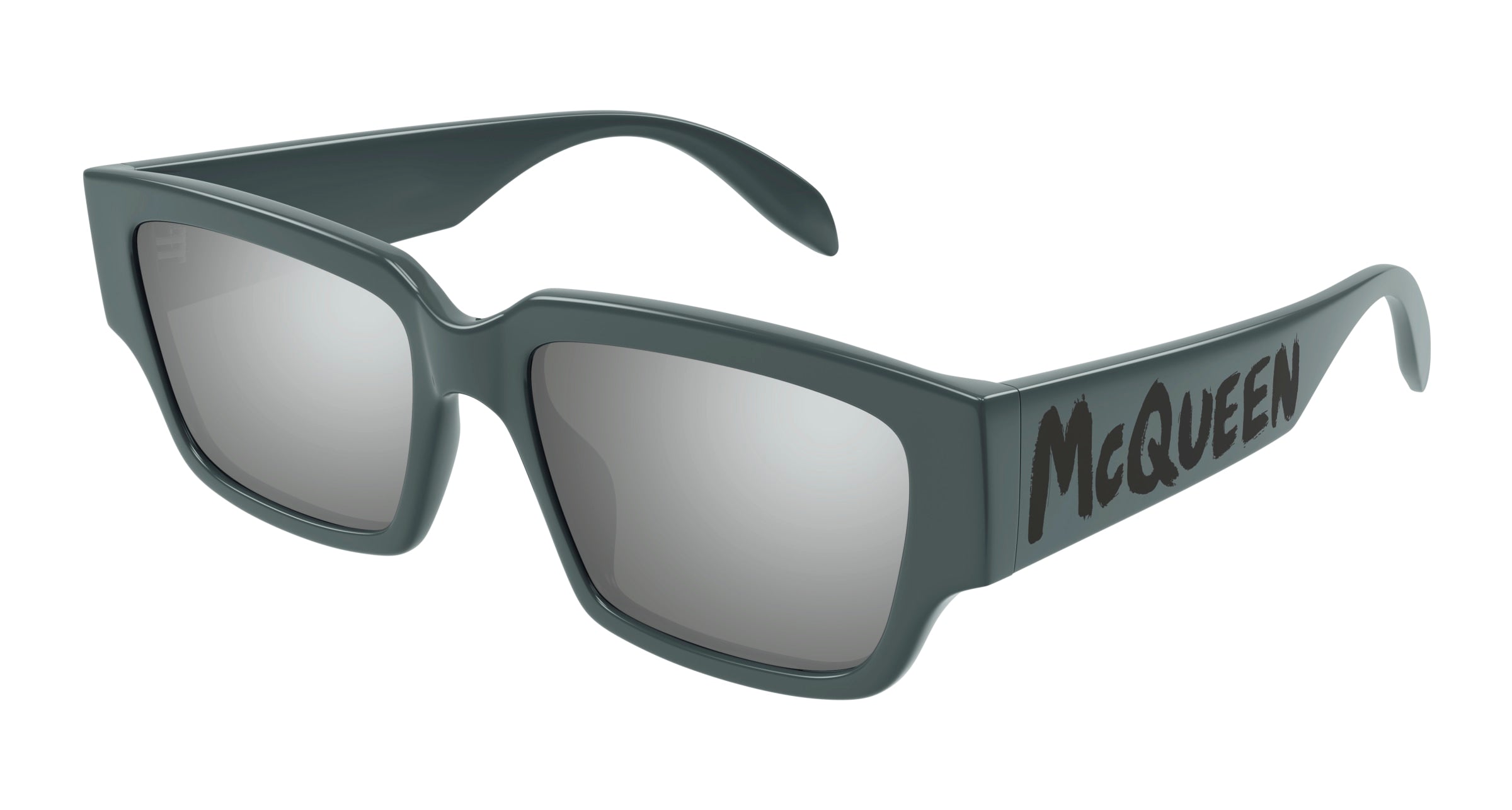 8056376471366 - Alexander McQueen Mann AM0329S 006 Gläser SONNENBRILLEN Acetat Grau Silber Hocken Gespiegelt Blitz