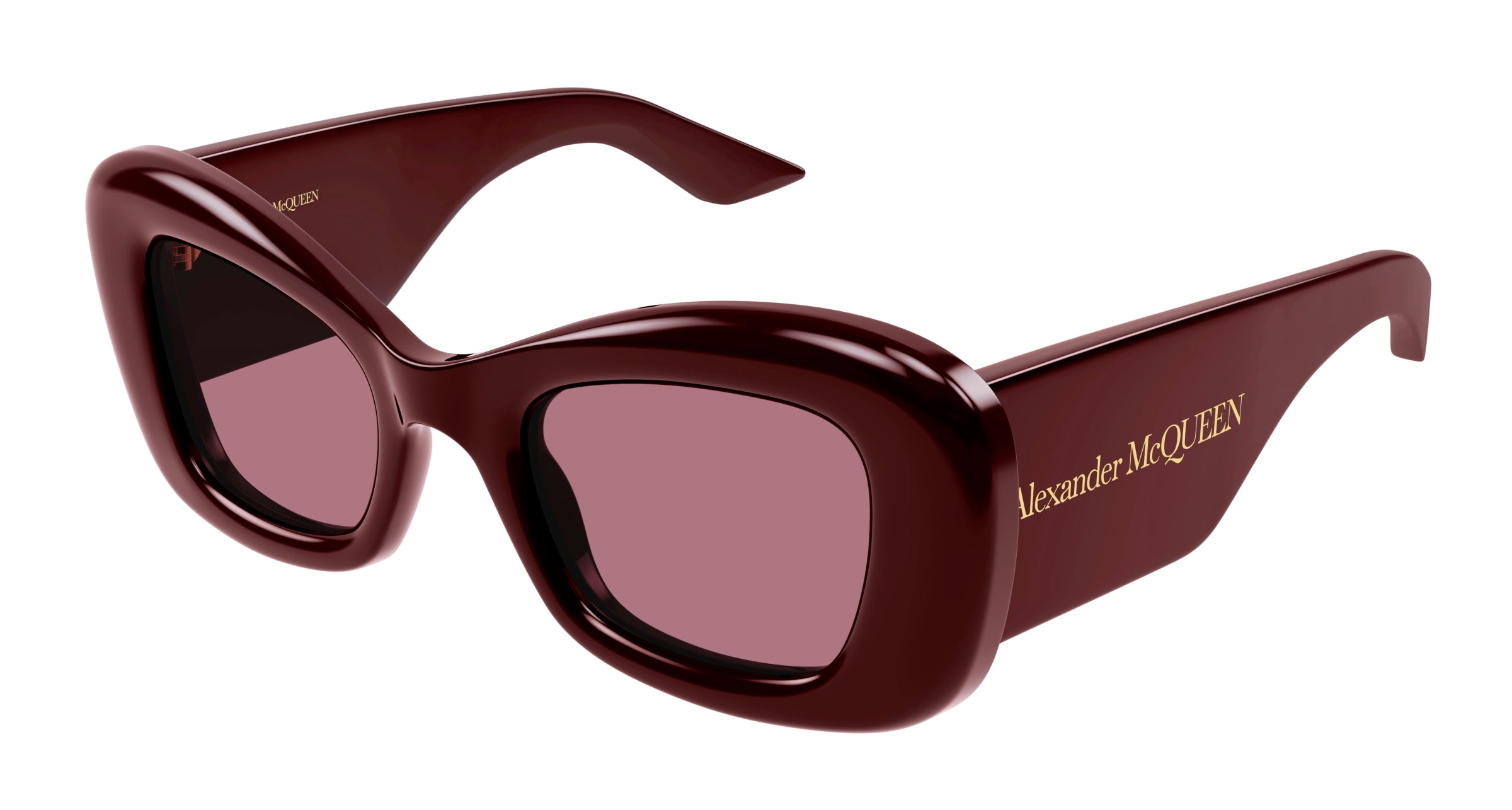 8056376476583 - Alexander McQueen Frau AM0434S 006 Gläser SONNENBRILLEN Acetat Bordeaux Rot Katzenauge