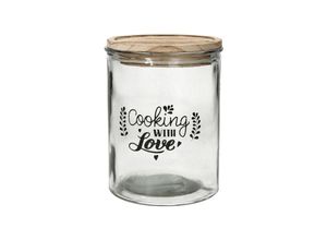 8056444239614 - - Mittleres Glas mit Deckel 1380 cc Cooking With Love aus transparentem Glas