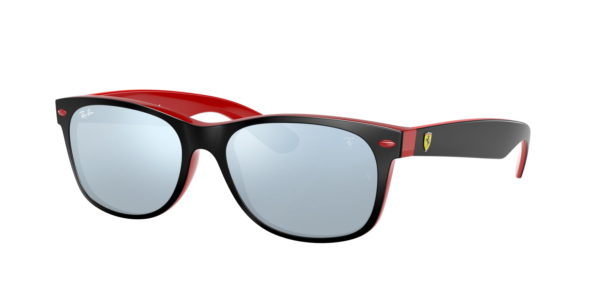 8056597148474 - Unisex RB2132M NEW WAYFARER SCUDERIA FERRARI COLLECTION F63830 Gläser SONNENBRILLEN Nylon Schwarz Silber Quadratisch Normal Spiegel