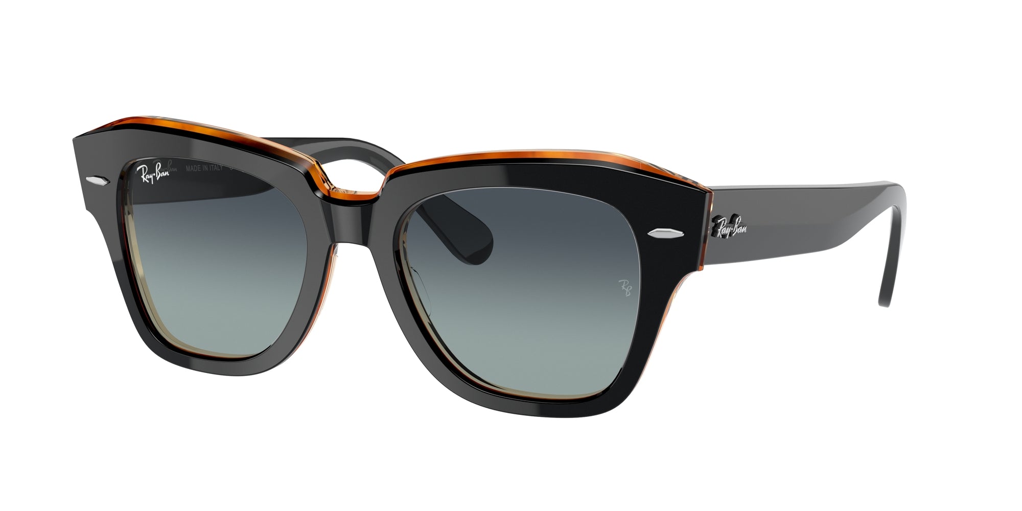 8056597445559 - Unisex RB2186 STATE STREET 132241 Gläser SONNENBRILLEN Acetat Schwarz Grau Quadratisch Normal Schattiert