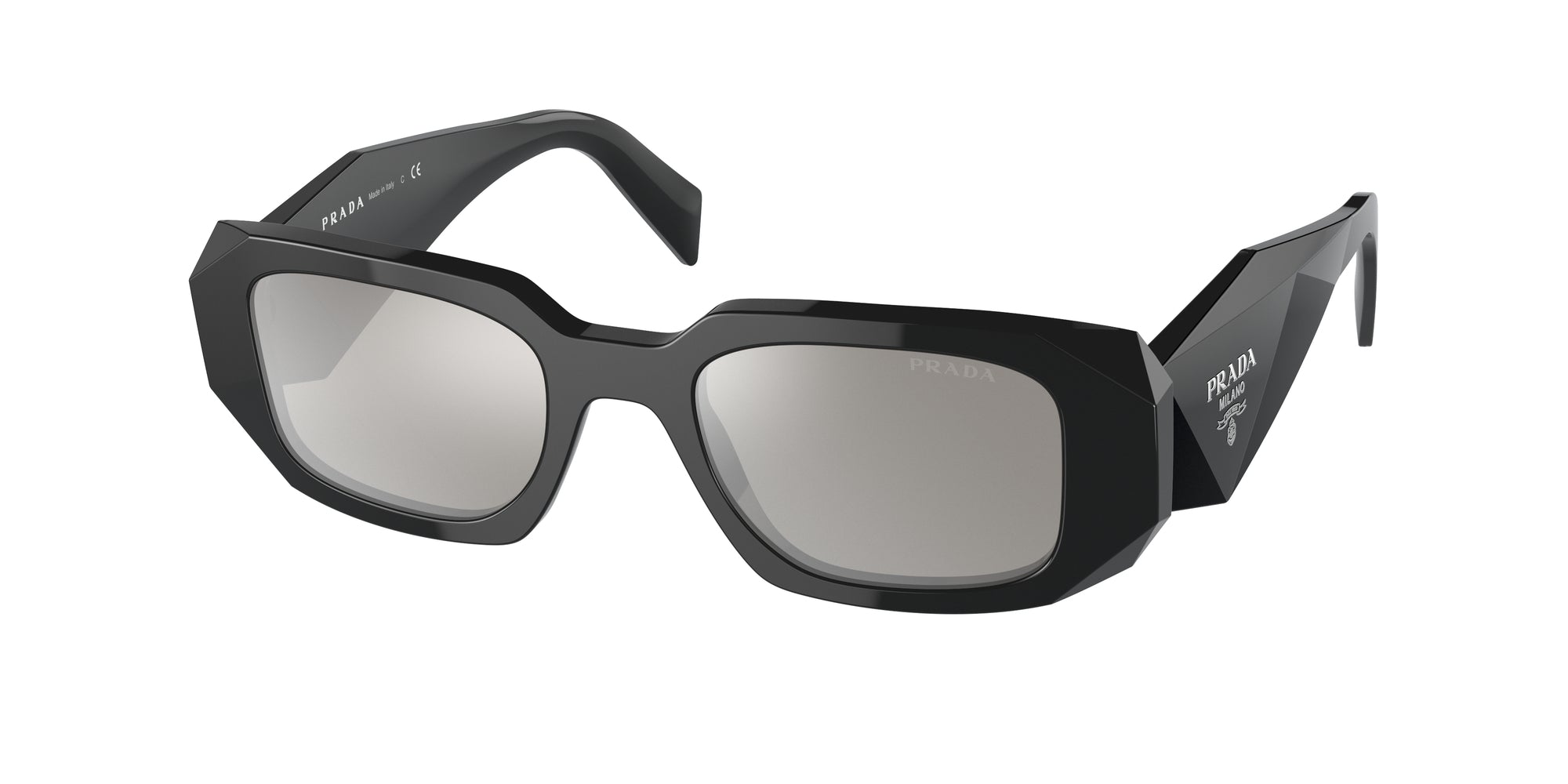 8056597593519 - Damen PR 17WS  1AB2B0 Gläser SONNENBRILLEN Acetat Schwarz Grau Quadratisch Gespiegelt