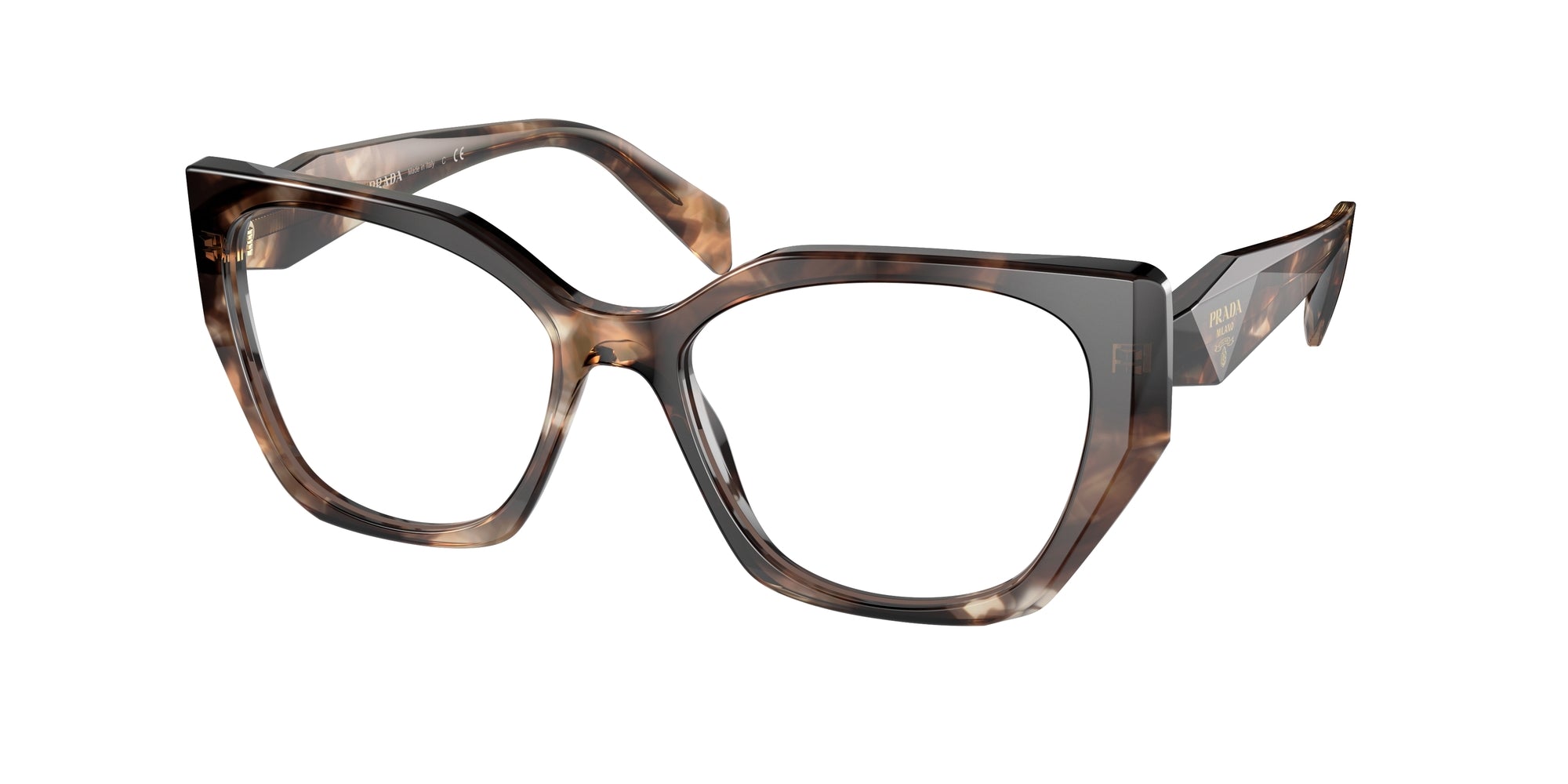 8056597640640 - Damen PR 18WV  07R1O1 Rahmen von BRILLEN Acetat Schildkröte Transparent Geometrisch Normal