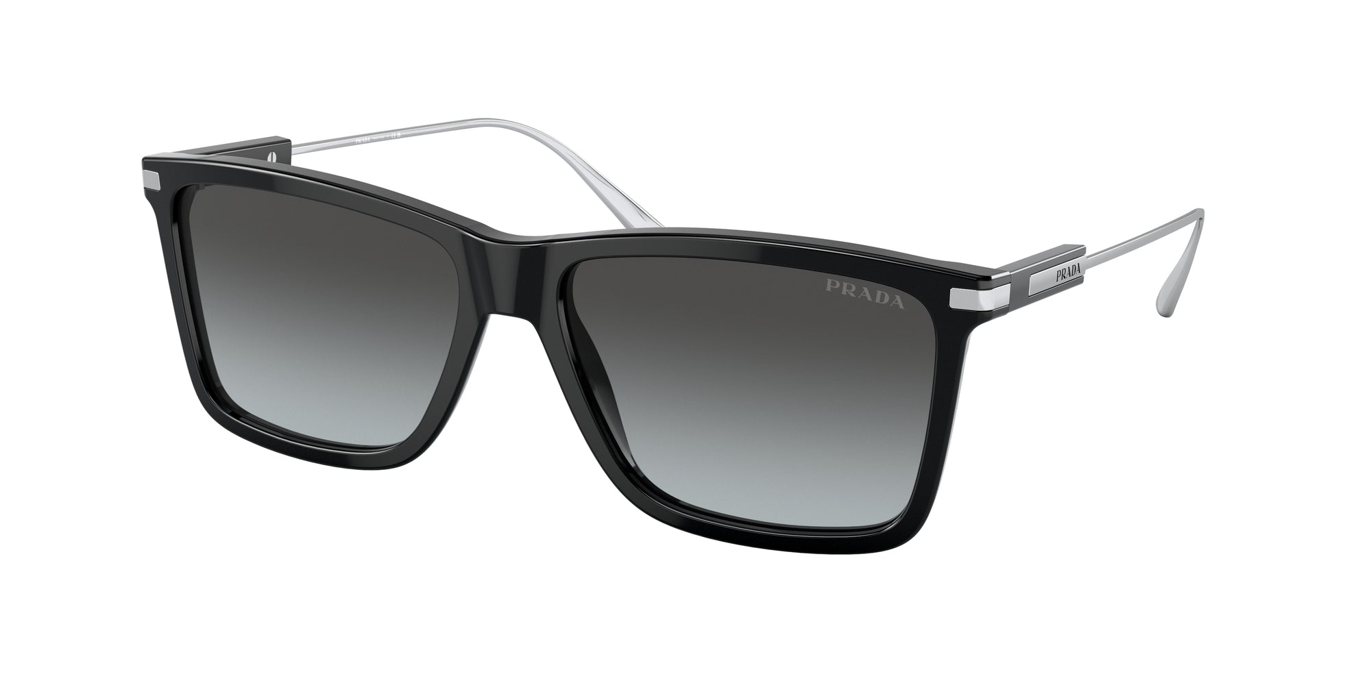 8056597744263 - Herren PR 01ZS  1AB06T Gläser SONNENBRILLEN Acetat Schwarz Grau Quadratisch Normal Schattiert