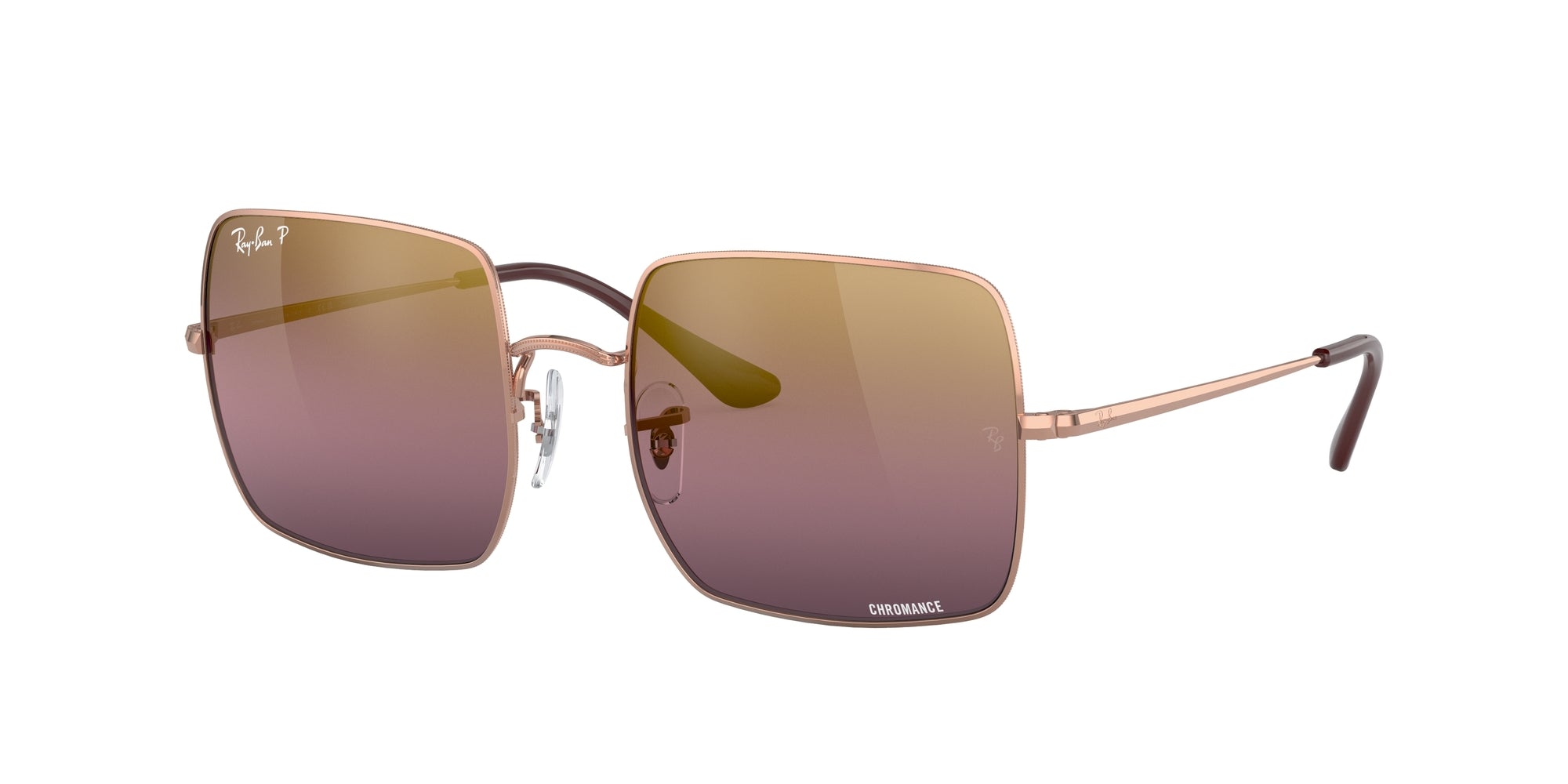 8056597753180 - Damen RB1971 SQUARE 9202G9 Gläser SONNENBRILLEN Metall Rosa Gold Rot Hocken Polarisiert Spiegel