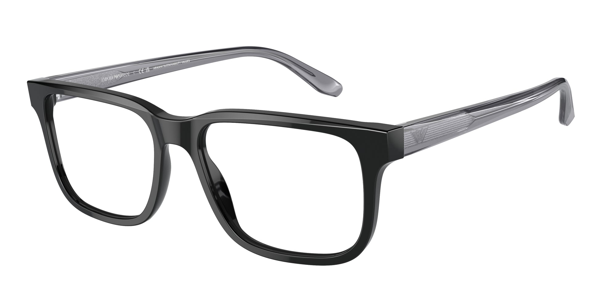 8056597815789 - Herren EA3218  5017 Rahmen von BRILLEN Acetat Schwarz Transparent Quadratisch Normal