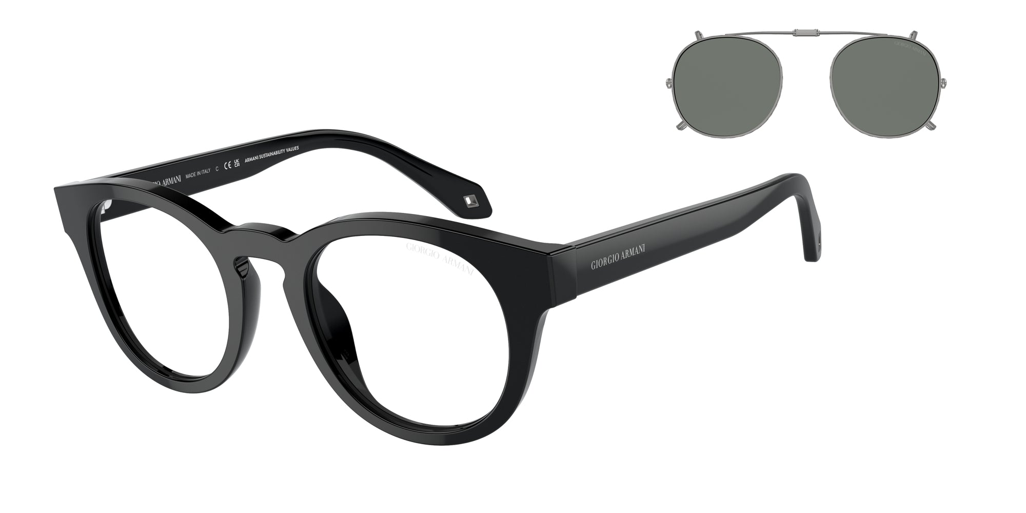 8056597833844 - Herren AR8190U  58751W Gläser SONNENBRILLEN Acetat Schwarz Transparent Pantos Normal