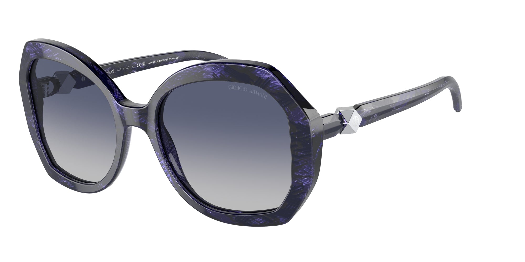 8056597834674 - Frau AR8180  60004L Gläser SONNENBRILLEN Acetat Blau Grau Pilot Normal Schattiert