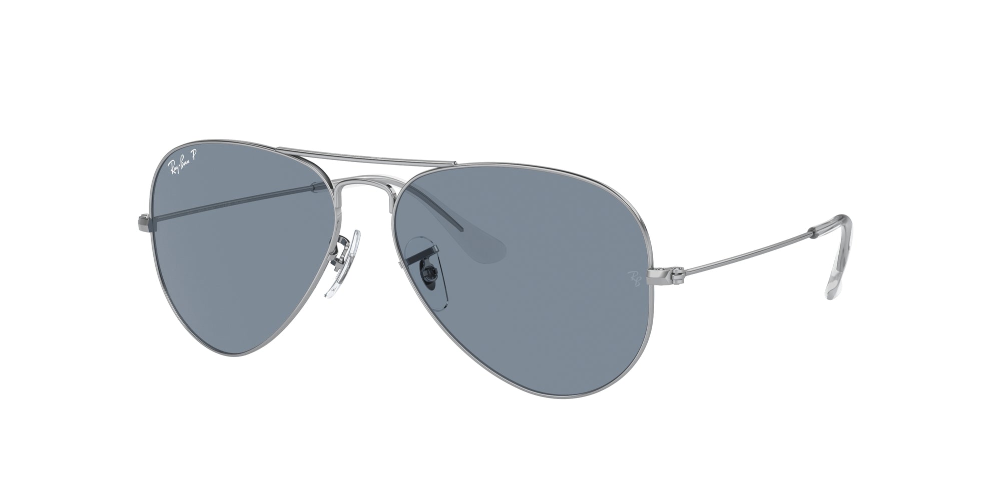 8056597860727 - Unisex RB3025 Aviator Large Metal 003 02 Gläser SONNENBRILLEN Metall Silber Blau Pilot Polarisiert