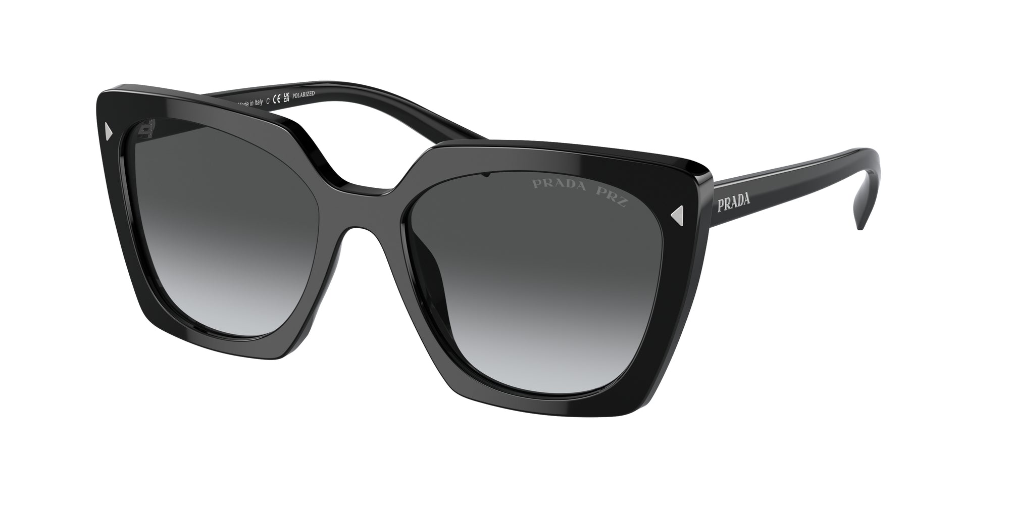 8056597872737 - Damen PR 23ZS  1AB5W1 Gläser SONNENBRILLEN Acetat Schwarz Grau Quadratisch Polarisiert Schattiert