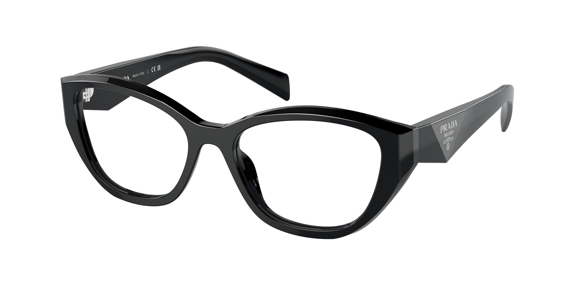 8056597875769 - Damen PR 21ZV  16K1O1 Rahmen von BRILLEN Acetat Schwarz Transparent Geometrisch Normal