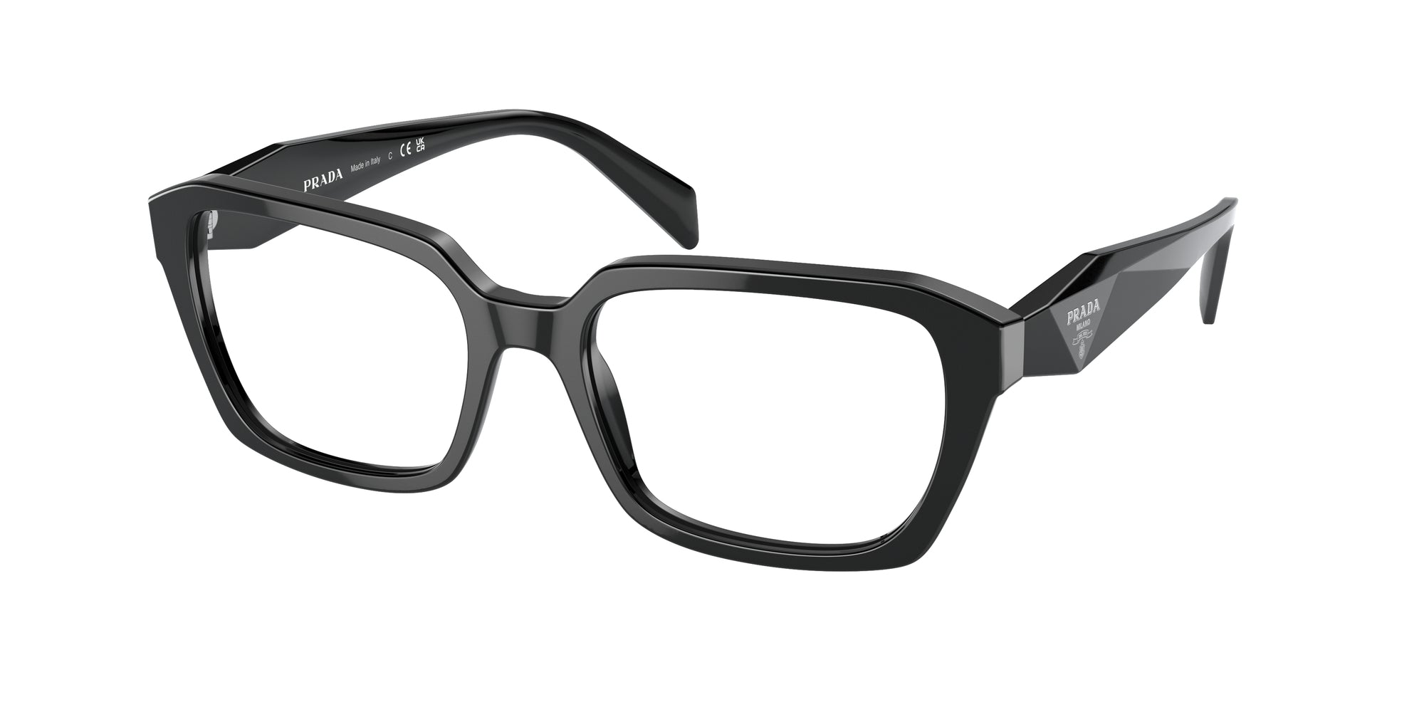 8056597878494 - Damen PR 14ZV  1AB1O1 Rahmen von BRILLEN Acetat Schwarz Transparent Geometrisch Normal