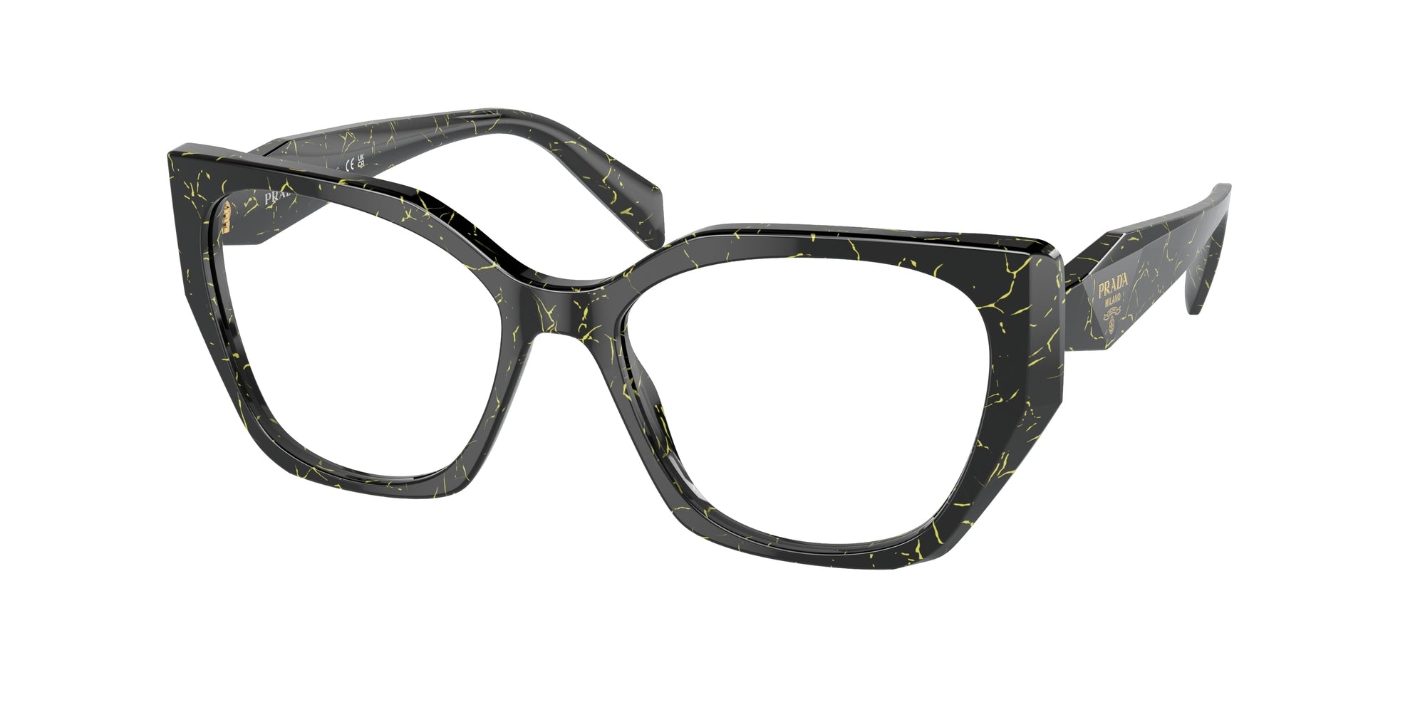 8056597880299 - Damen PR 18WV  19D1O1 Rahmen von BRILLEN Acetat Schwarz Transparent Geometrisch Normal