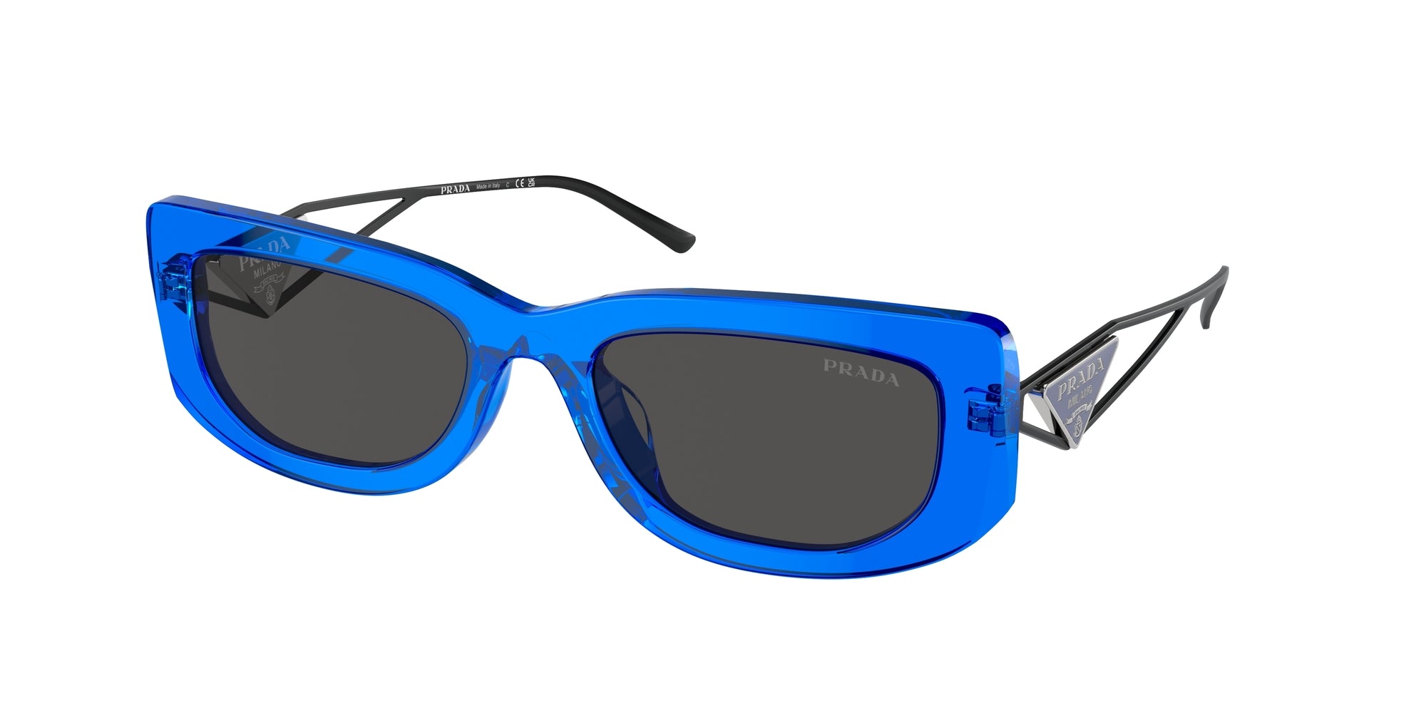 8056597890090 - Damen PR 14YS  18M5S0 Gläser SONNENBRILLEN Acetat Blau Grau Quadratisch Normal