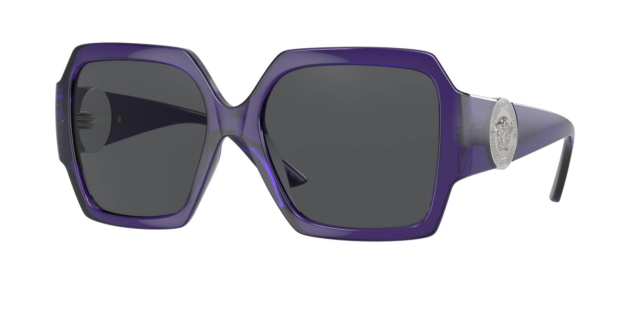 8056597894838 - Damen VE4453 541987 Gläser SONNENBRILLEN Injiziert Violett Grau Quadratisch Normal