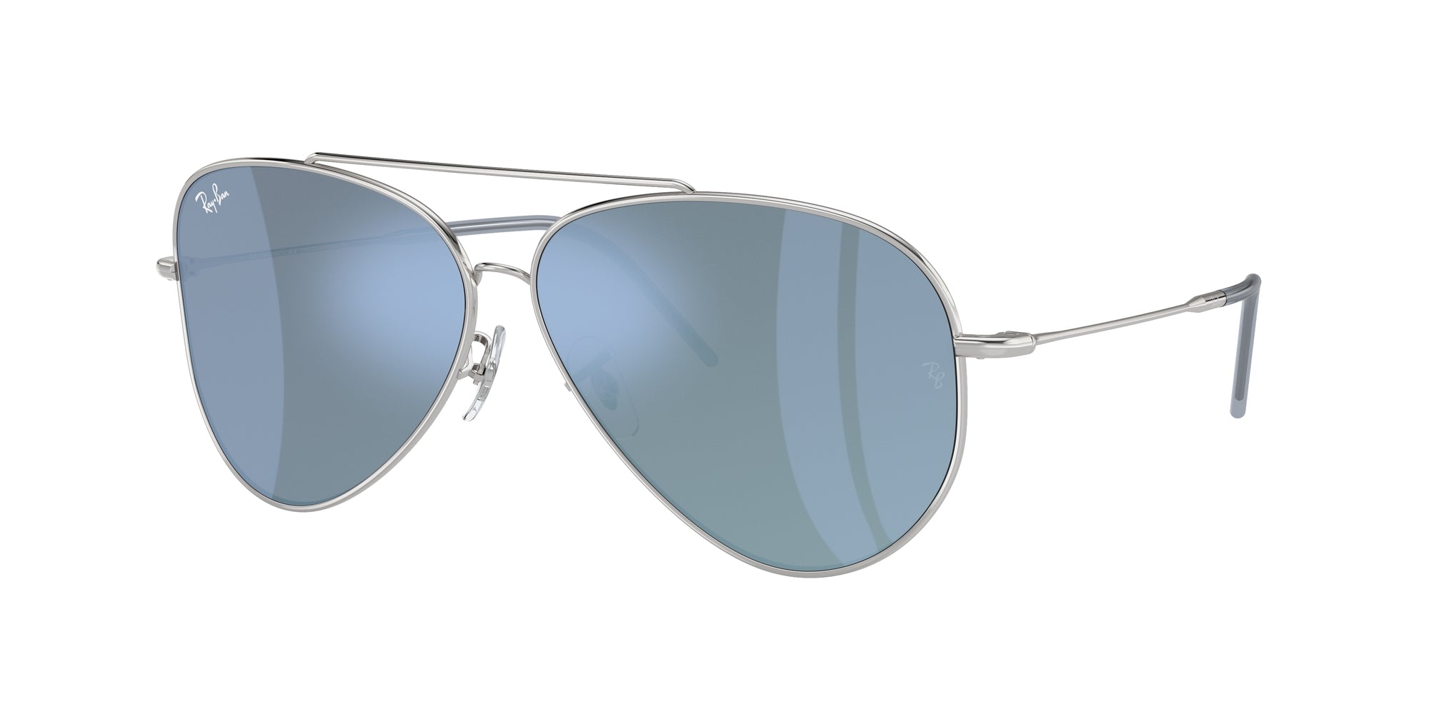 8056597919098 - Unisex RBR0101S Aviator Reverse 003 Ga Gläser SONNENBRILLEN Metall Silber Himmelblau Pilot Normal Spiegel