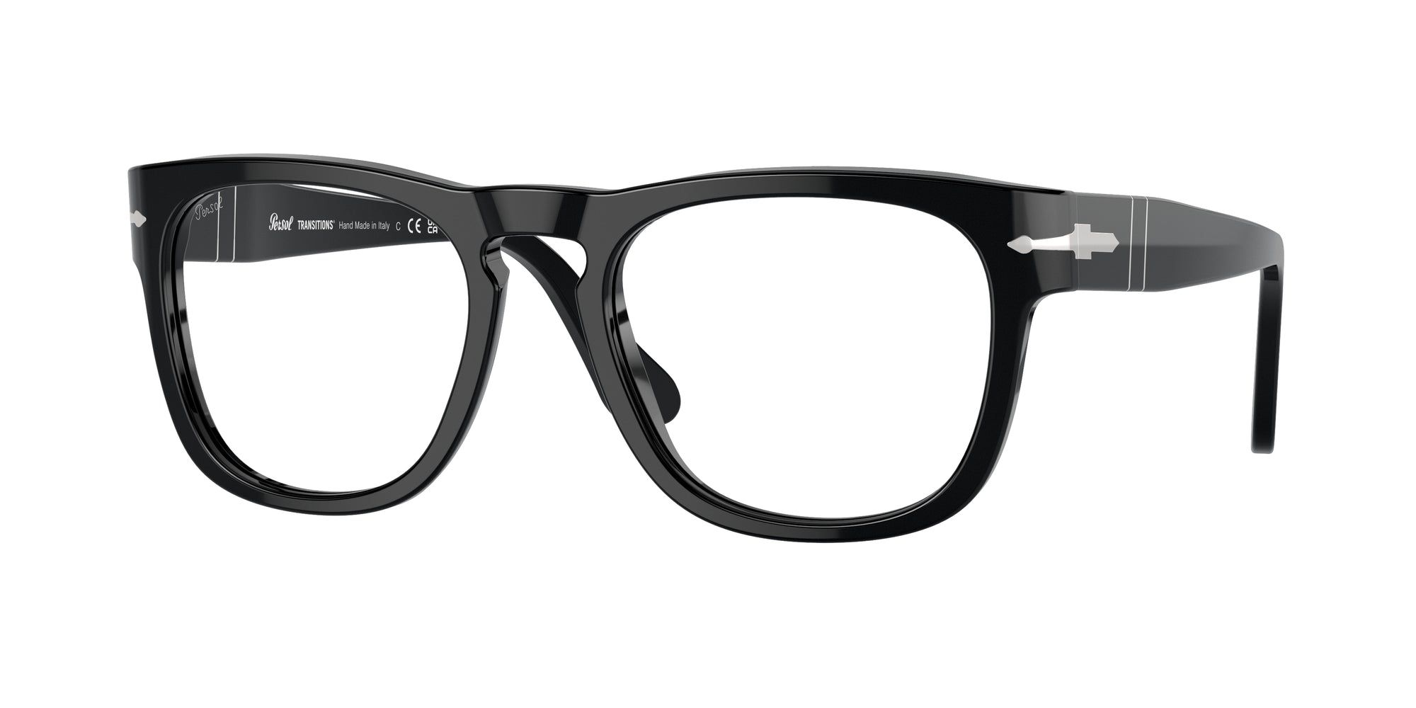 8056597935005 - Unisex PO3333s Elio 95 GG Gläser SONNENBRILLEN Acetat Schwarz Transparent Hocken Übergänge Photochromatisch