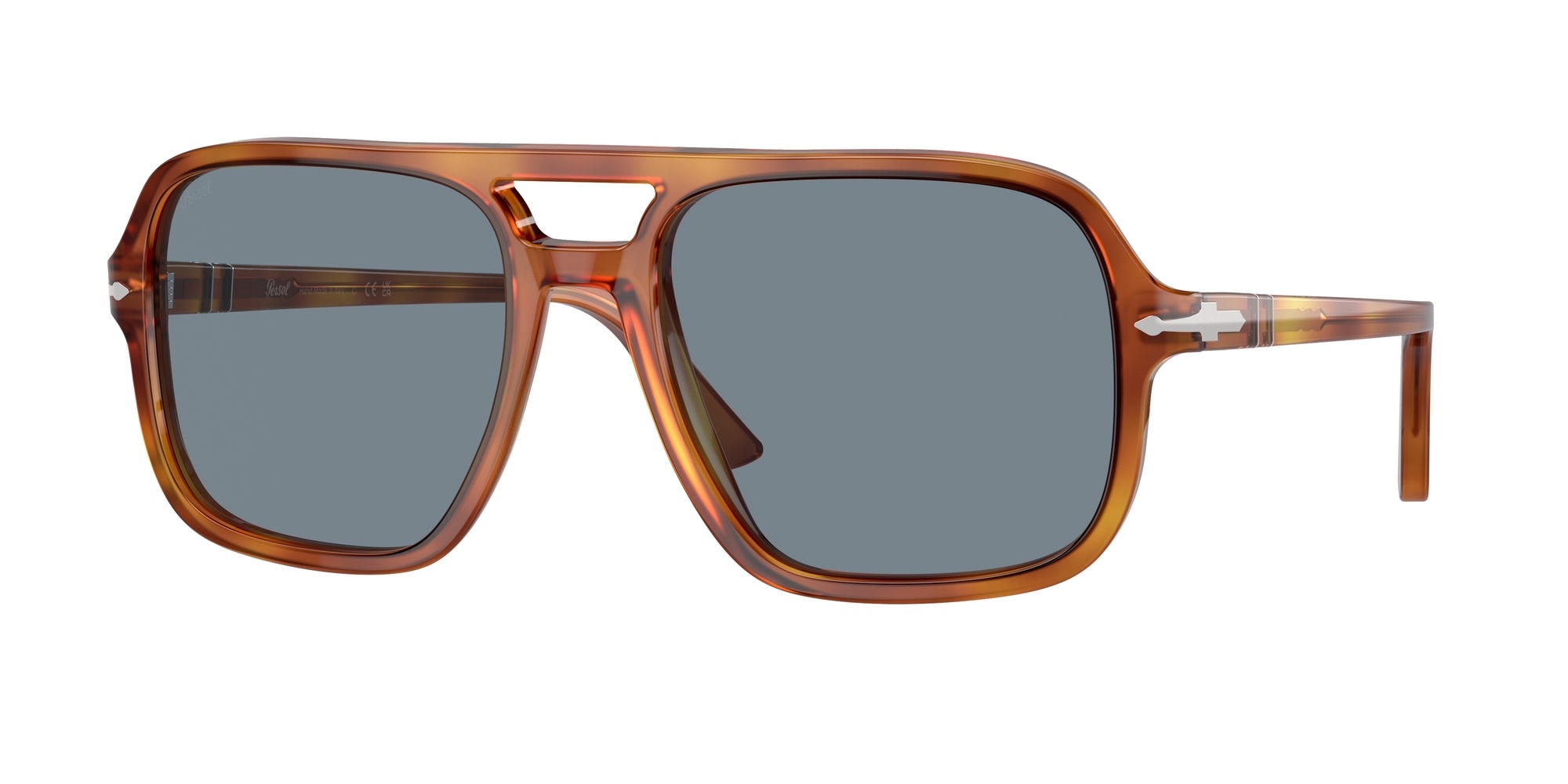 8056597935333 - Mann PO3328S  96 56 Gläser SONNENBRILLEN Acetat Sienna Himmelblau Pilot Normale Anti -Reflex