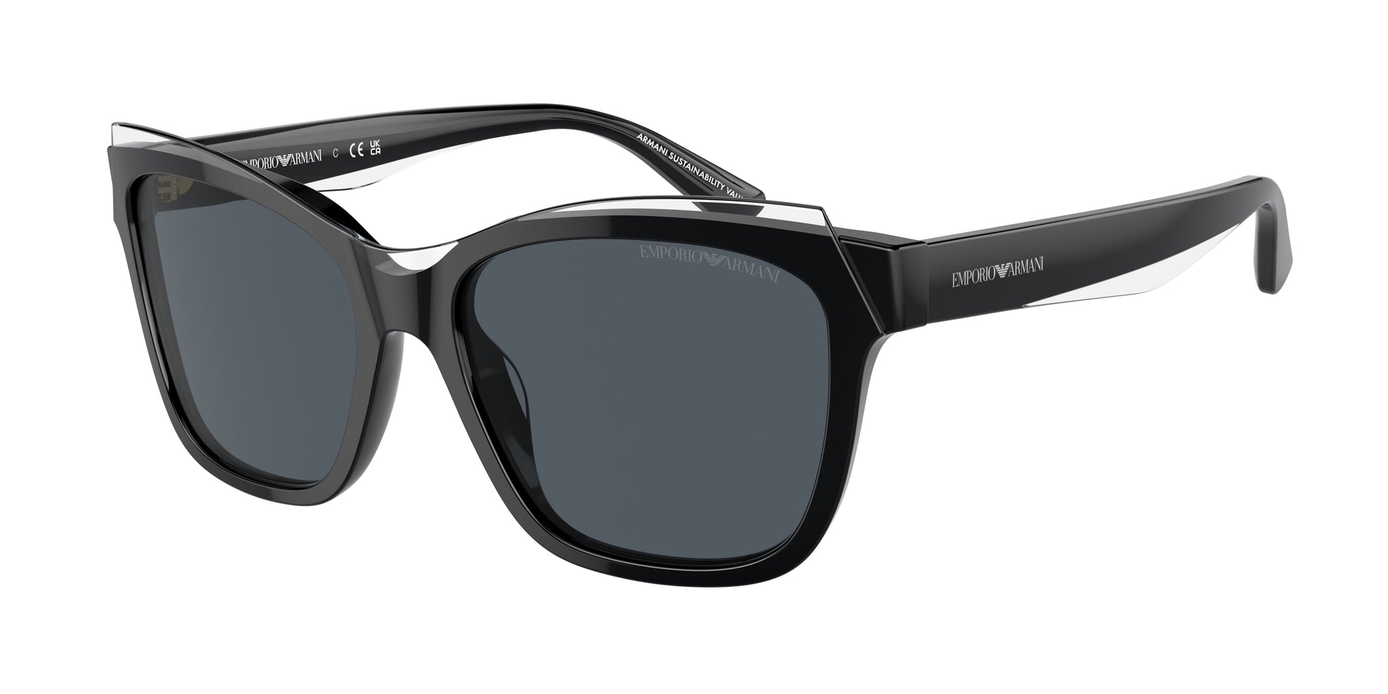 8056597948104 - Damen EA4209  605187 Gläser SONNENBRILLEN Acetat Schwarz Grau Pillow Normal