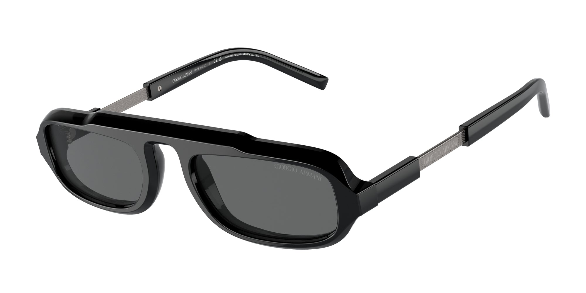 8056597953573 - Herren AR8203  587587 Gläser SONNENBRILLEN Acetat Schwarz Grau Quadratisch Normal