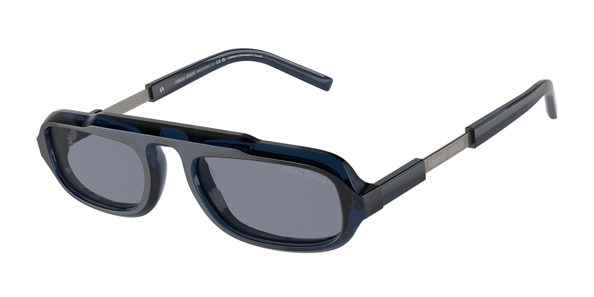 8056597953580 - Herren AR8203  604719 Gläser SONNENBRILLEN Acetat Blau Blau Quadratisch Normal