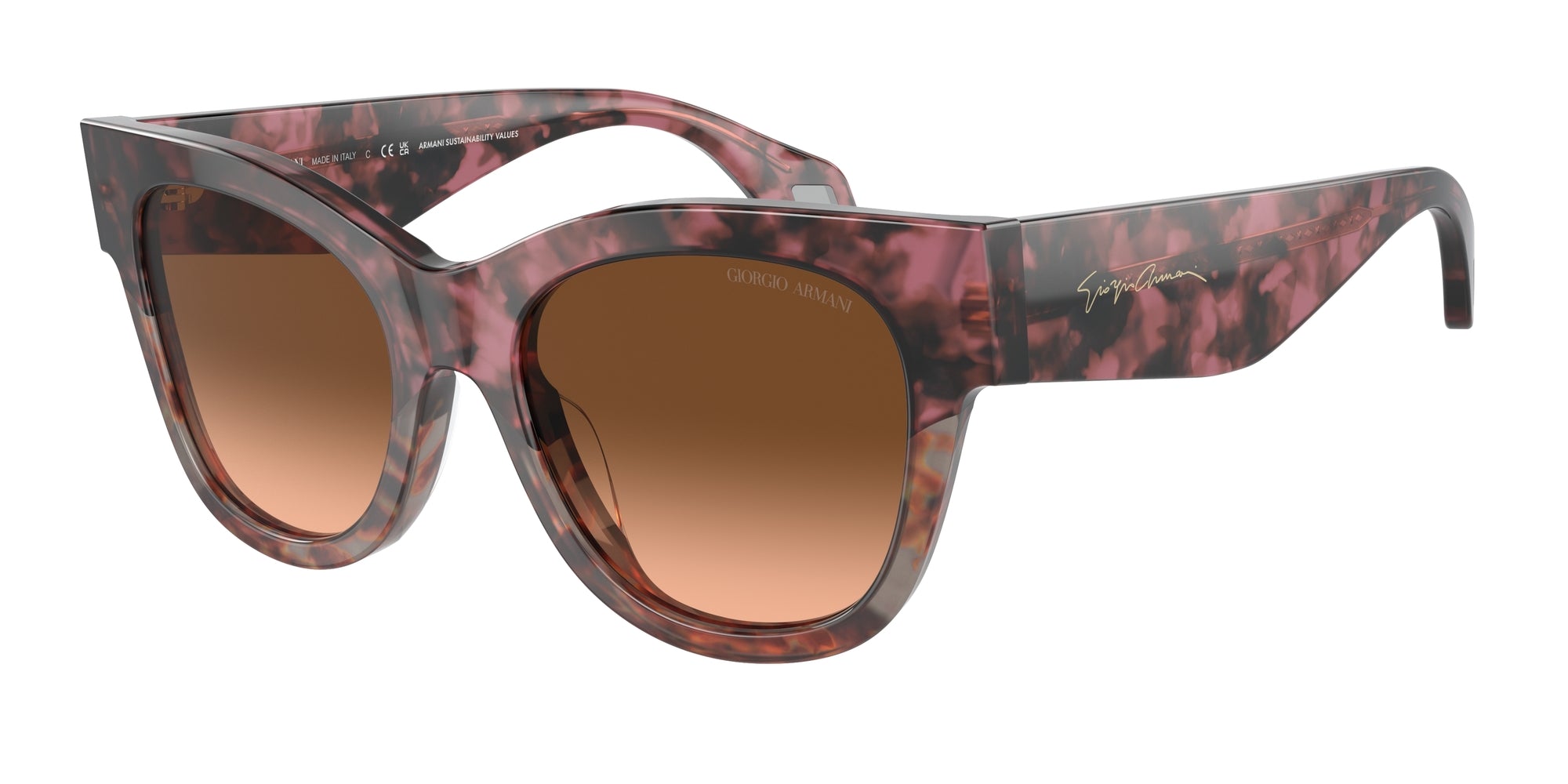 8056597953658 - Damen AR8195U  60320A Gläser SONNENBRILLEN Acetat Braun Rosa Quadratisch Normal Schattiert