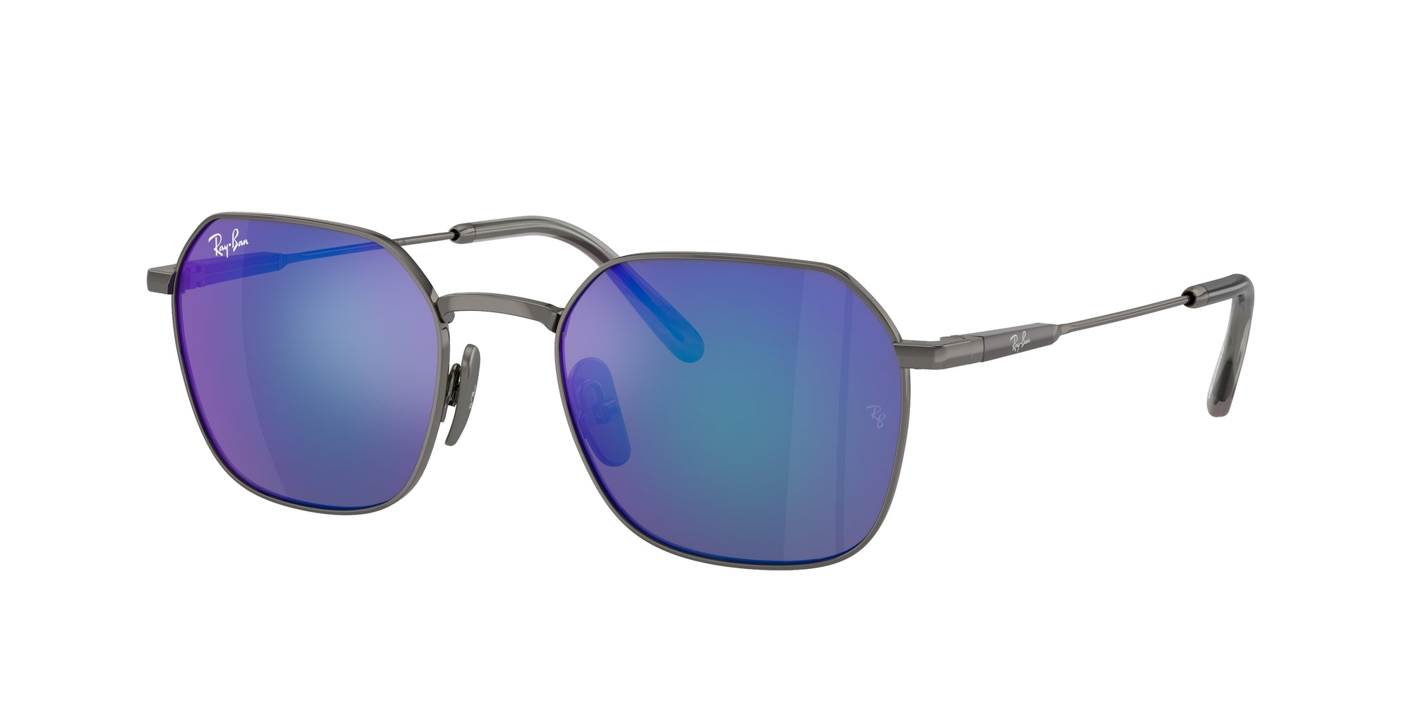 8056597954860 - Unisex RB8094 Jim Titanium 165 4L Gläser SONNENBRILLEN Titan Gunmetal Blau grau Geometrisch Anti -Reflex Spiegel