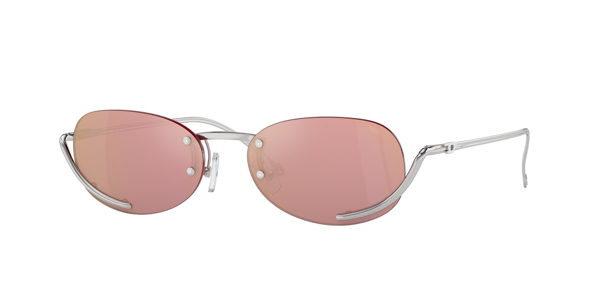 8056597955386 - DIESEL Unisex DL1004  103 E4 Gläser SONNENBRILLEN Metall Silber Rosa Rund Gespiegelt