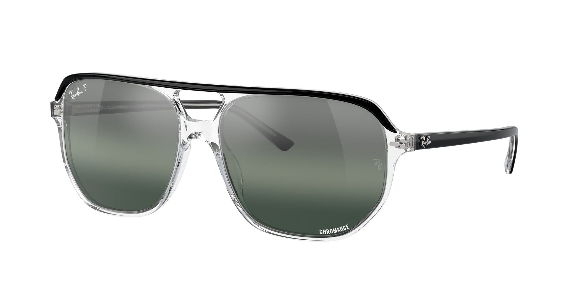 8056597965507 - Unisex RB2205 BILL ONE 1294G6 Gläser SONNENBRILLEN Acetat Schwarz Silber Geometrisch Polarisiert Spiegel