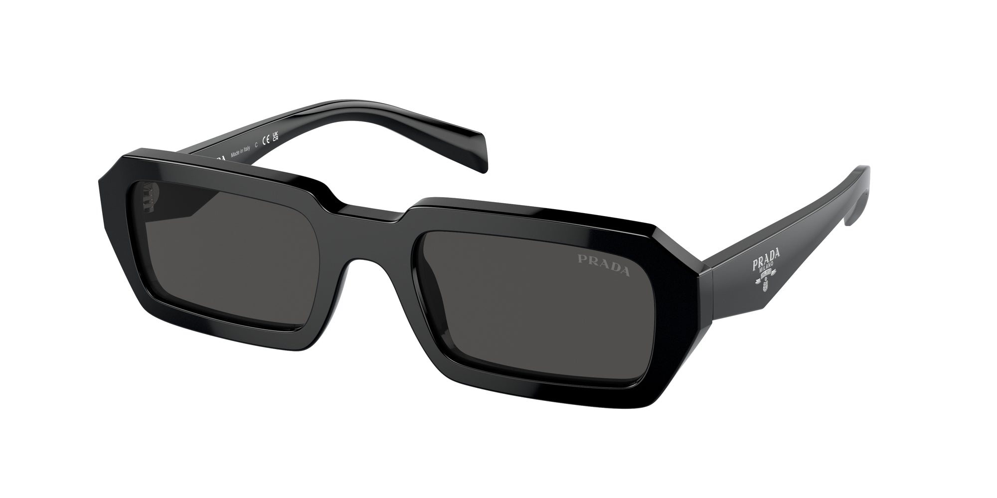 8056597967884 - Damen PR A12S  16K08Z Gläser SONNENBRILLEN Acetat Schwarz Grau Geometrisch Normal