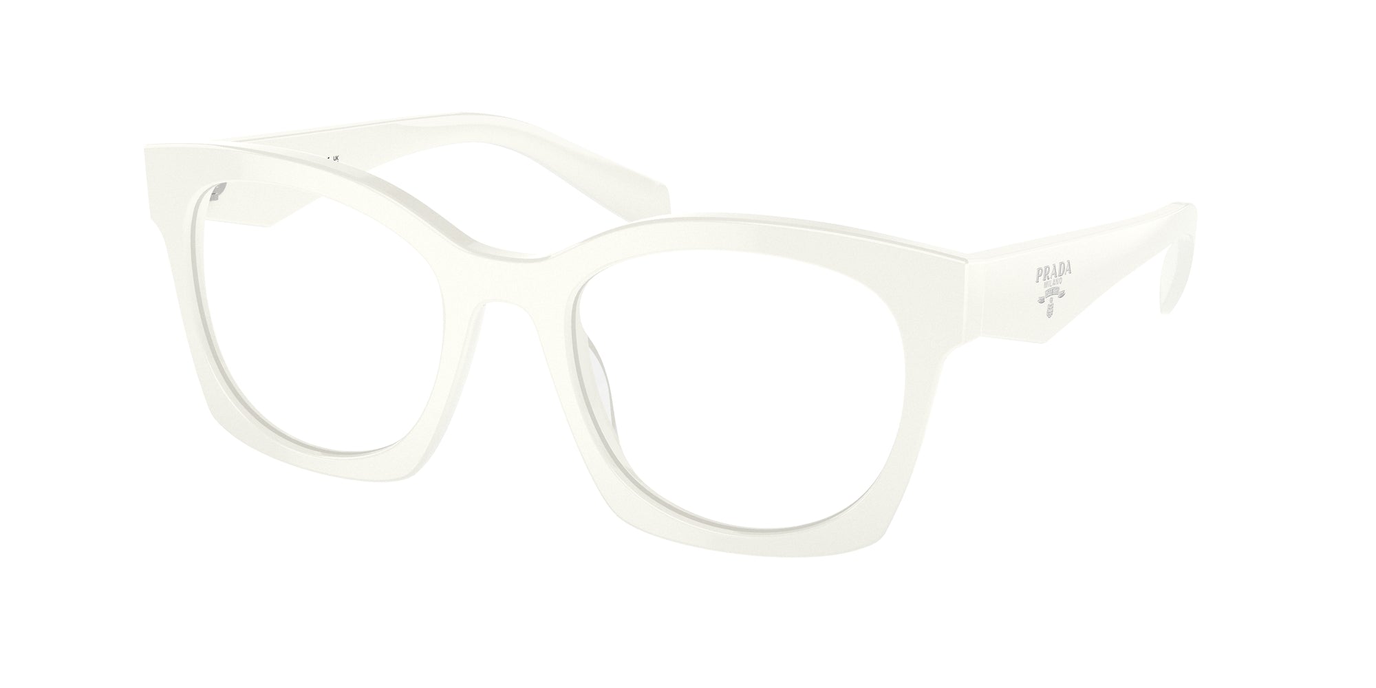 8056597969161 - Damen PR A05V  17K1O1 Rahmen von BRILLEN Acetat Weiß Transparent Geometrisch Normal