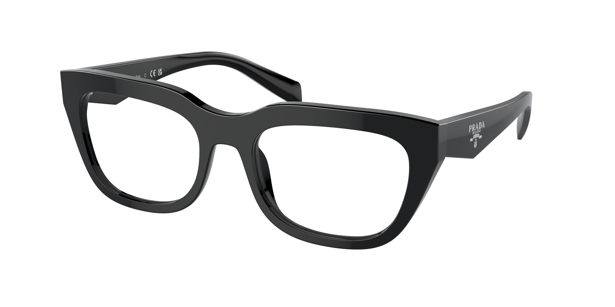 8056597969857 - Damen PR A06V  16K1O1 Rahmen von BRILLEN Acetat Schwarz Transparent Geometrisch Normal