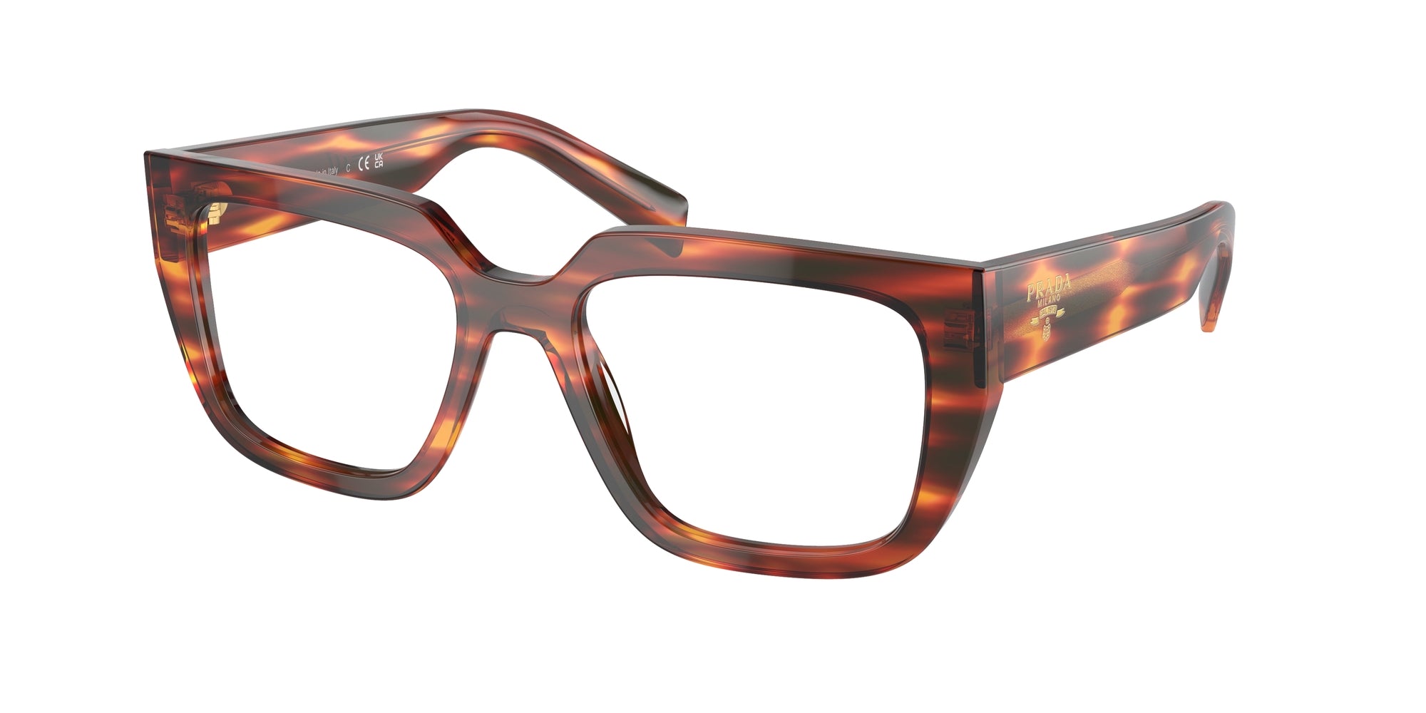 8056597970440 - Damen PR A03V  13O1O1 Rahmen von BRILLEN Acetat Rot Transparent Geometrisch Normal