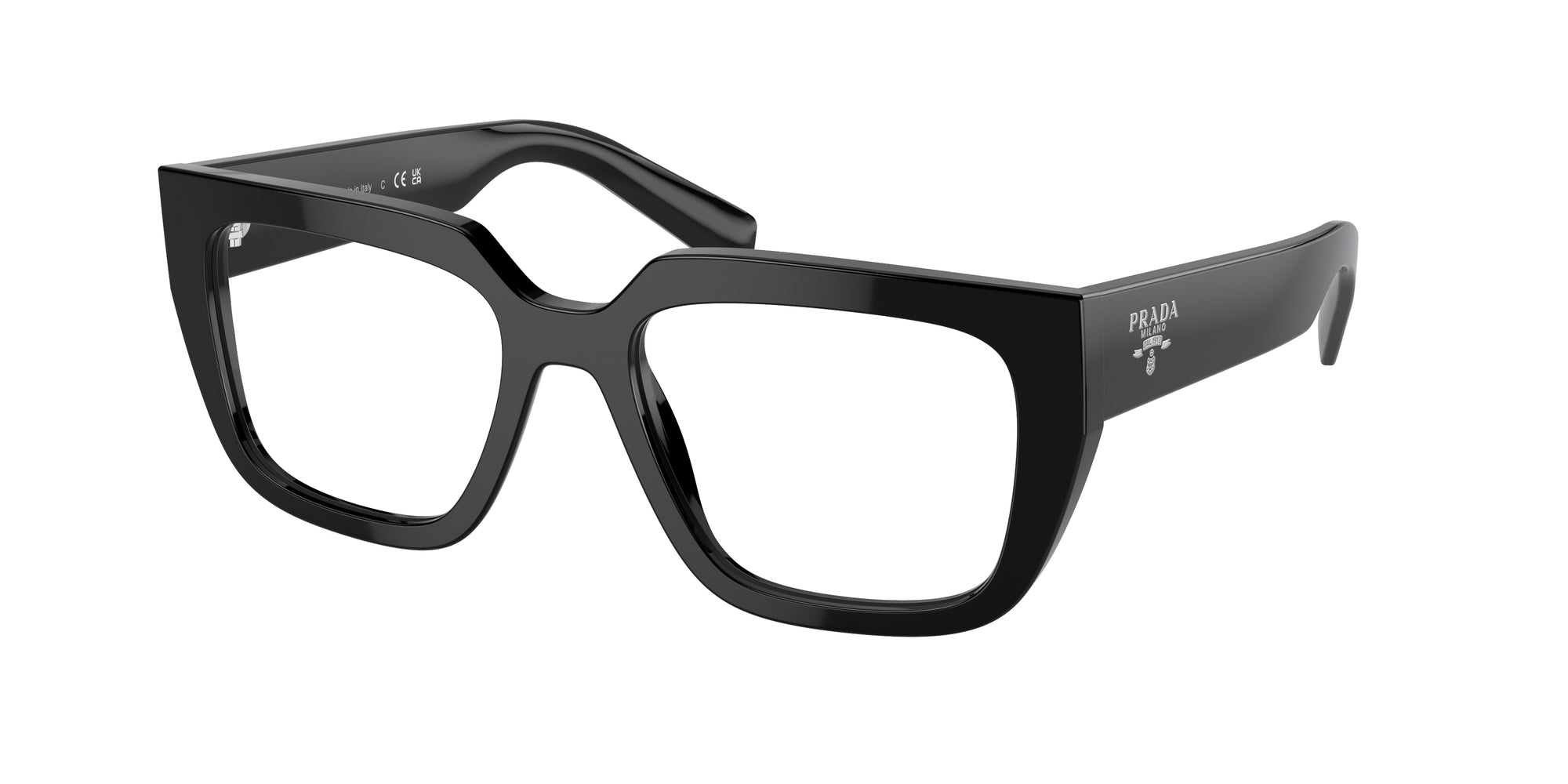 8056597970518 - Damen PR A03V  16K1O1 Rahmen von BRILLEN Acetat Schwarz Transparent Geometrisch Normal