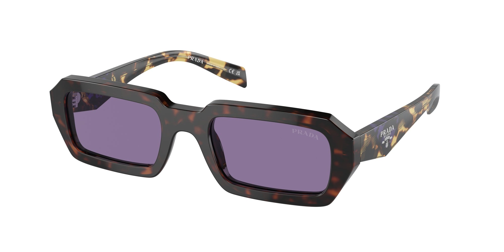 8056597972062 - Damen PR A12S  17N50B Gläser SONNENBRILLEN Acetat Schildkröte Violett Geometrisch Normal Spiegel