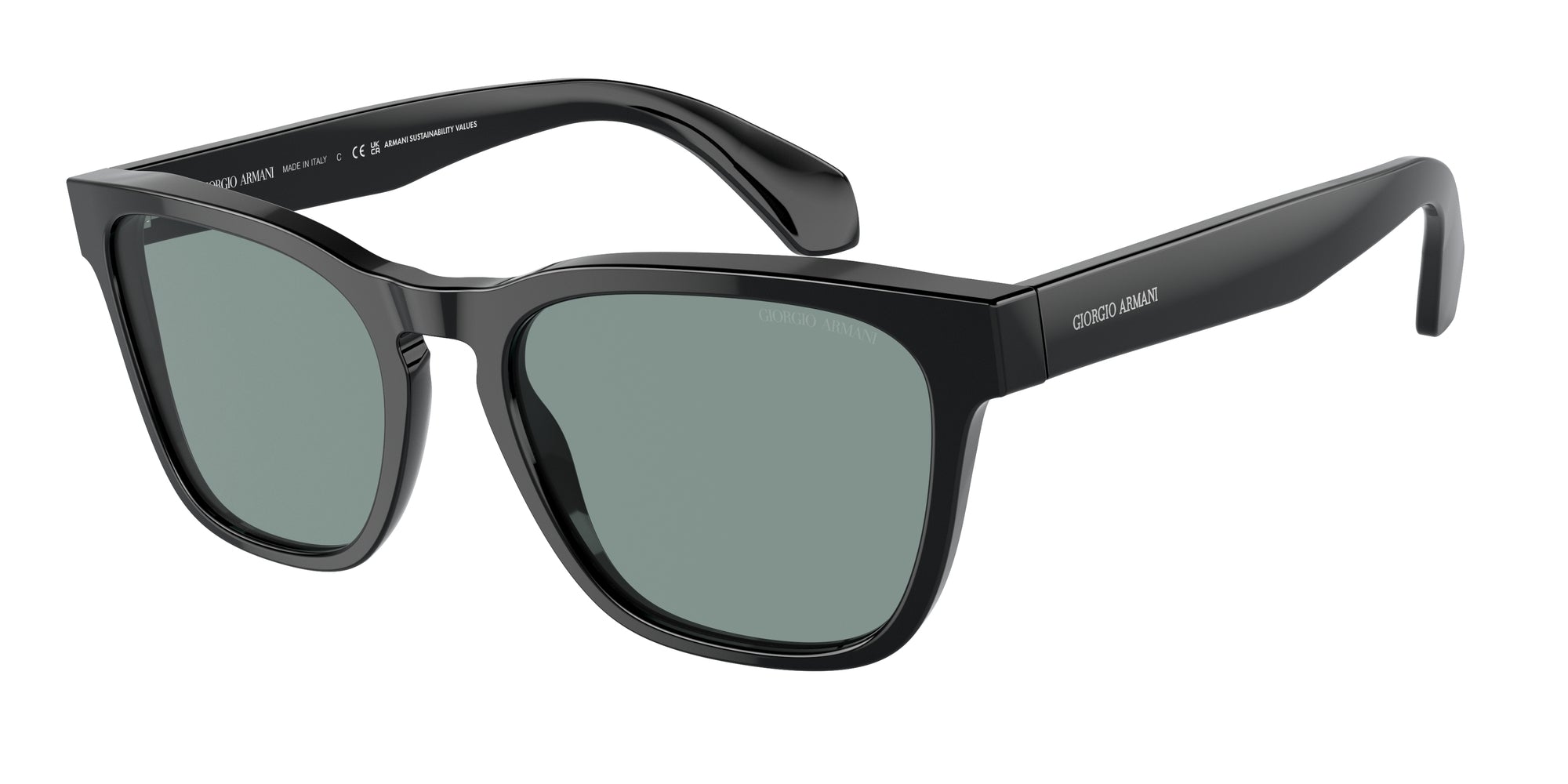 8056597974431 - Herren AR8155  587556 Gläser SONNENBRILLEN Acetat Schwarz Blau Quadratisch Normal