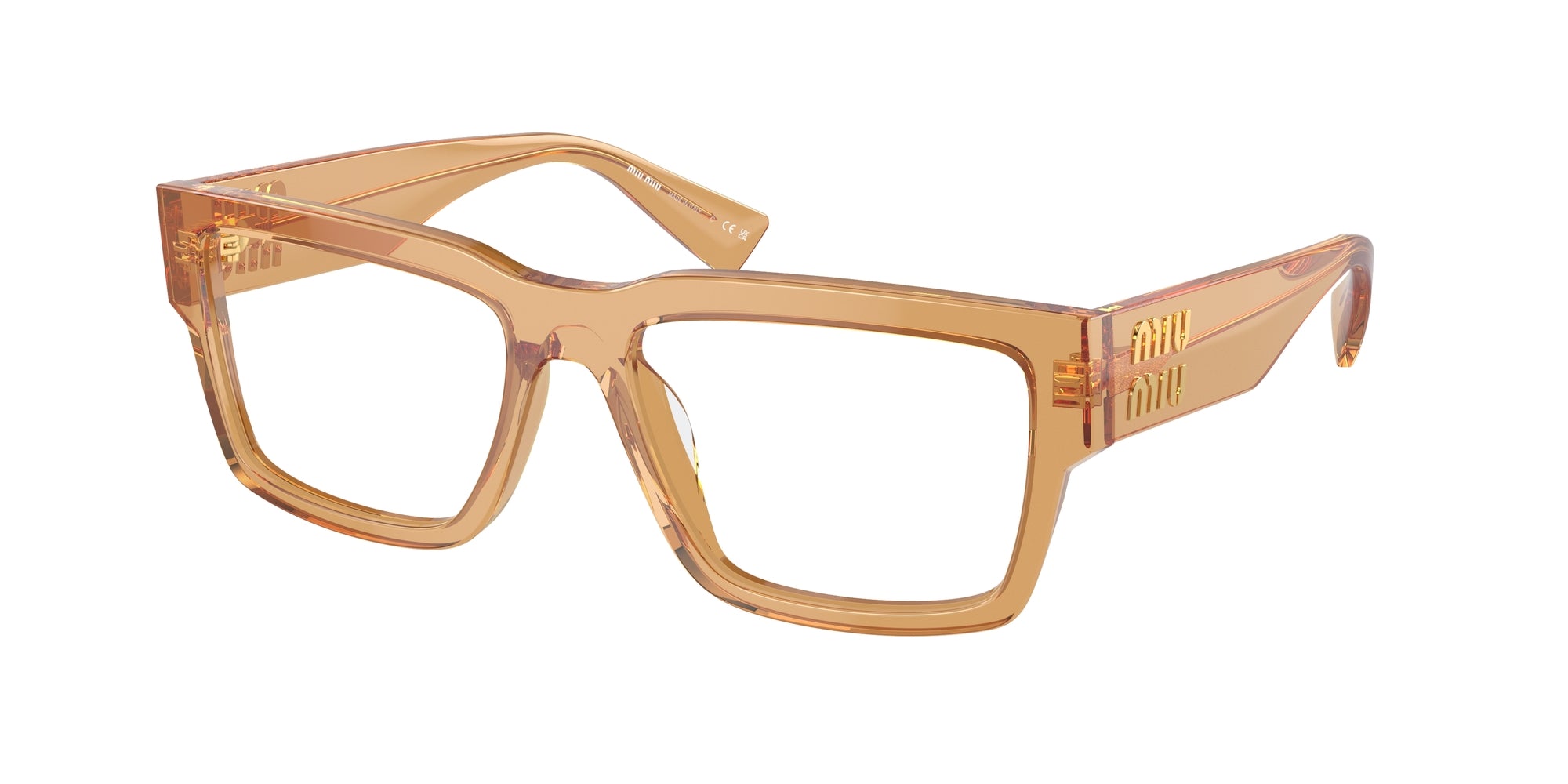 8056597980258 - Damen MU 02XV  16Q1O1 Rahmen von BRILLEN Acetat Gelb Transparent Quadratisch Normal