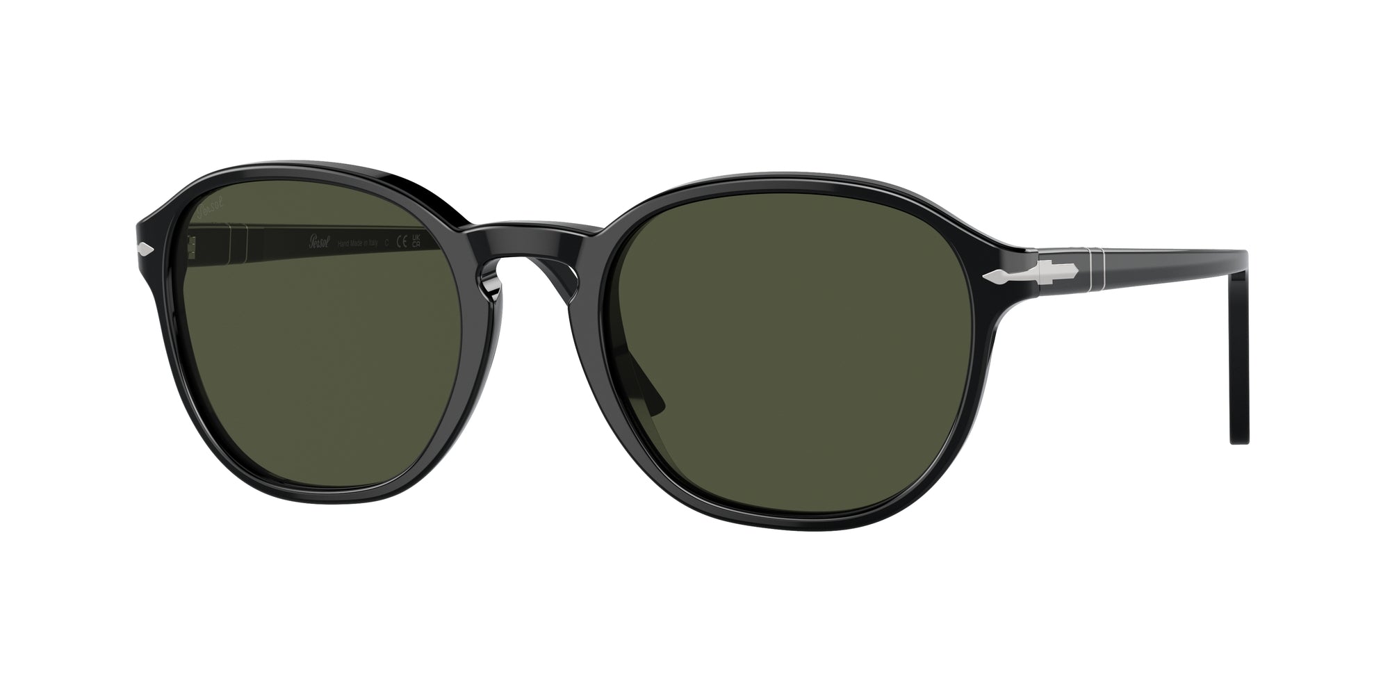 8056597985550 - Unisex PO3343S  95 31 Gläser SONNENBRILLEN Acetat Schwarz Grün Kissen Normal