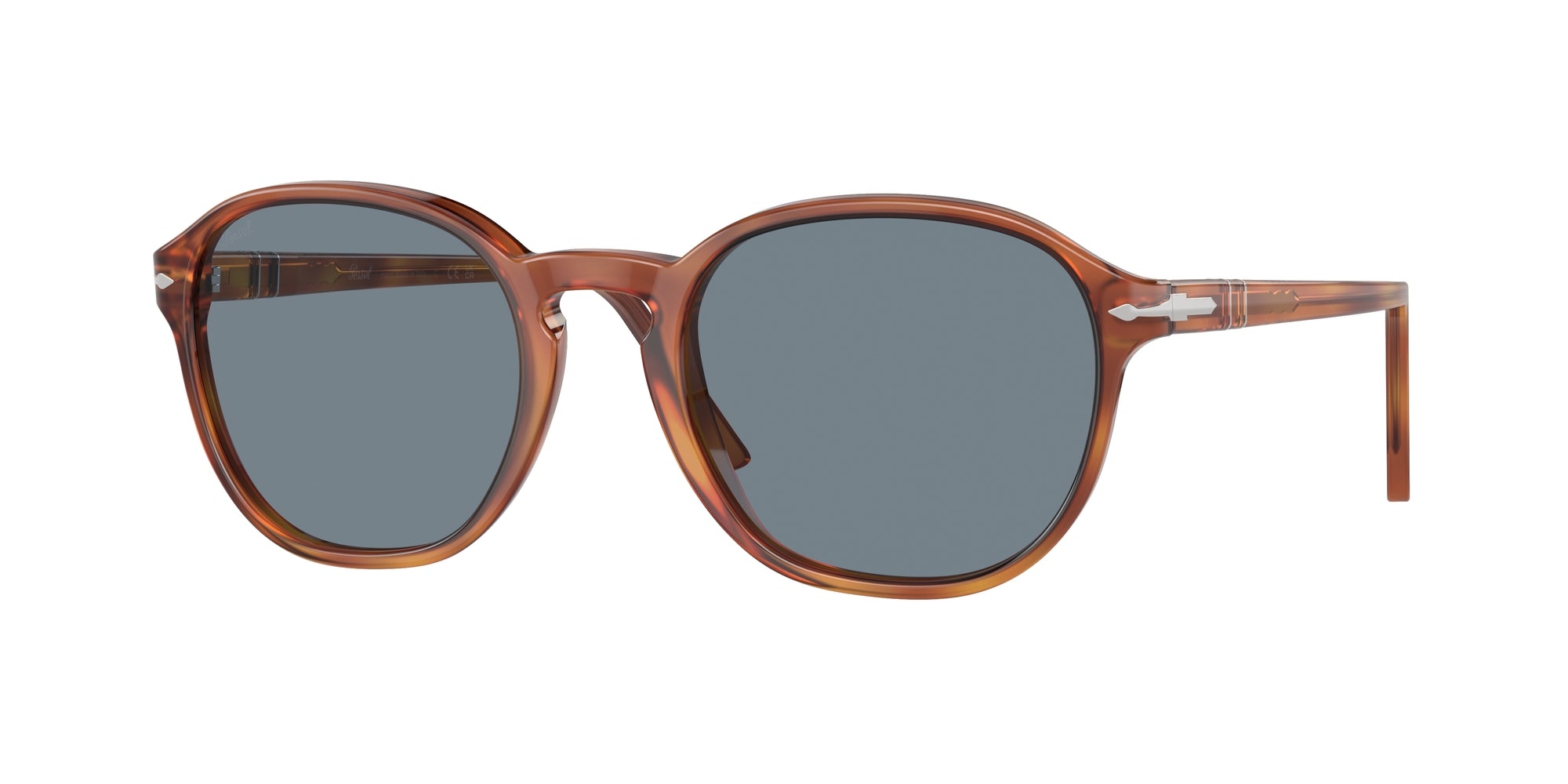 8056597985574 - Unisex PO3343S  96 56 Gläser SONNENBRILLEN Acetat Havanna Himmelblau Kissen Normal Anti -Reflex